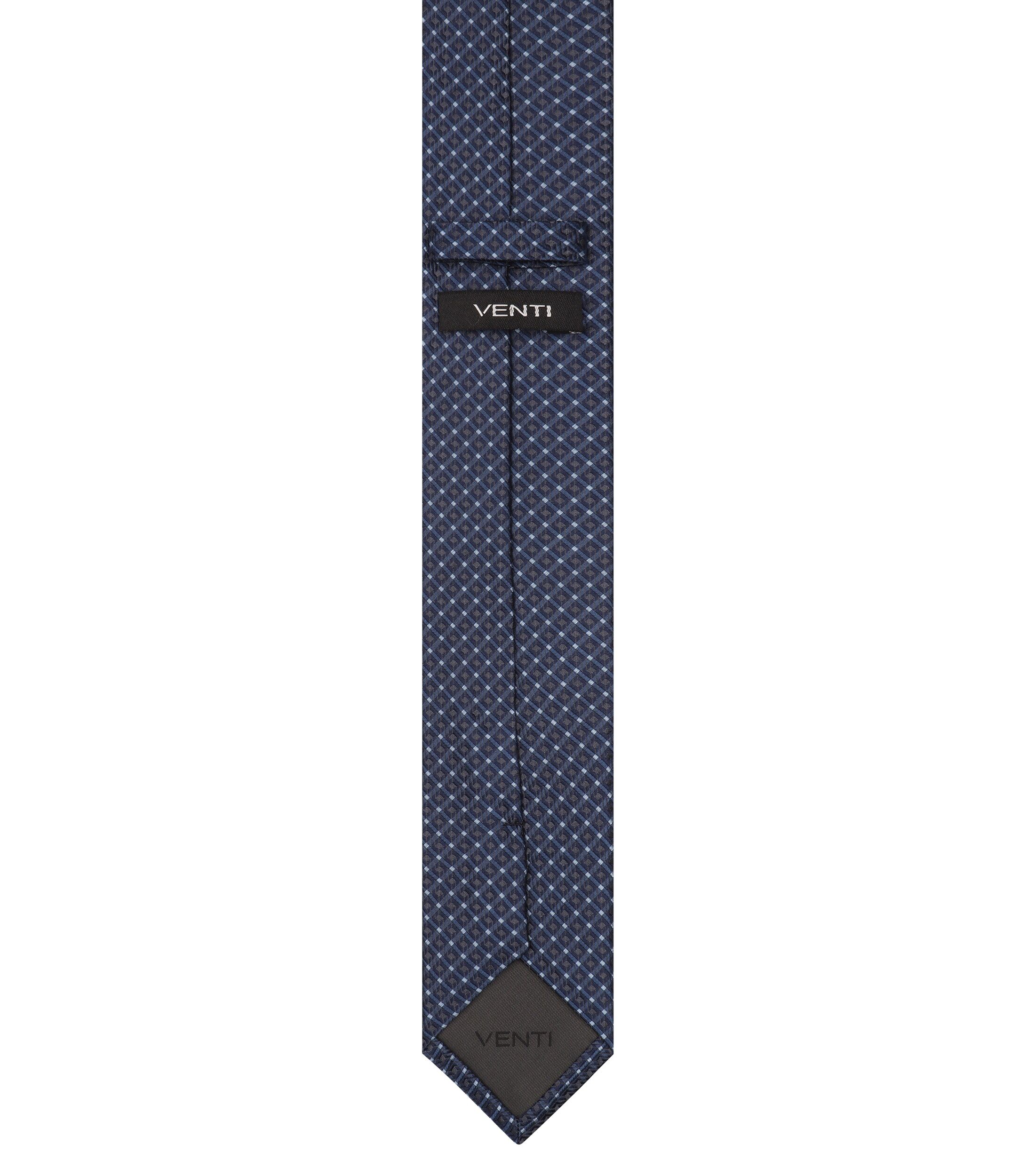 VENTI stropdas, donkerblauw, lichtblauw, bruin dessin