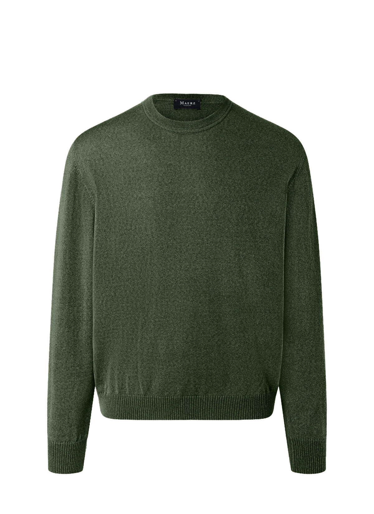 MAERZ Classic Fit heren trui met O-hals wol, groen