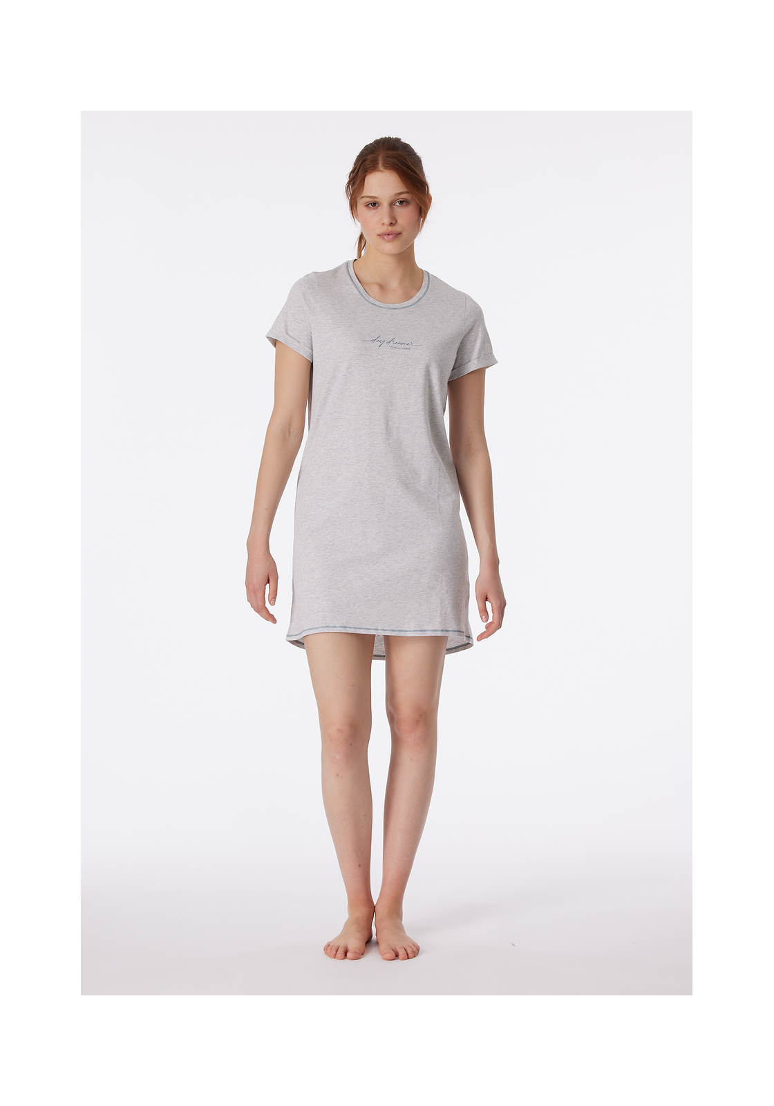 image_3_181252-202_3_1280x1280 SCHIESSER Casual Essentials nachtkleding dames, dames slaaphemd korte mouw print grijs-melange