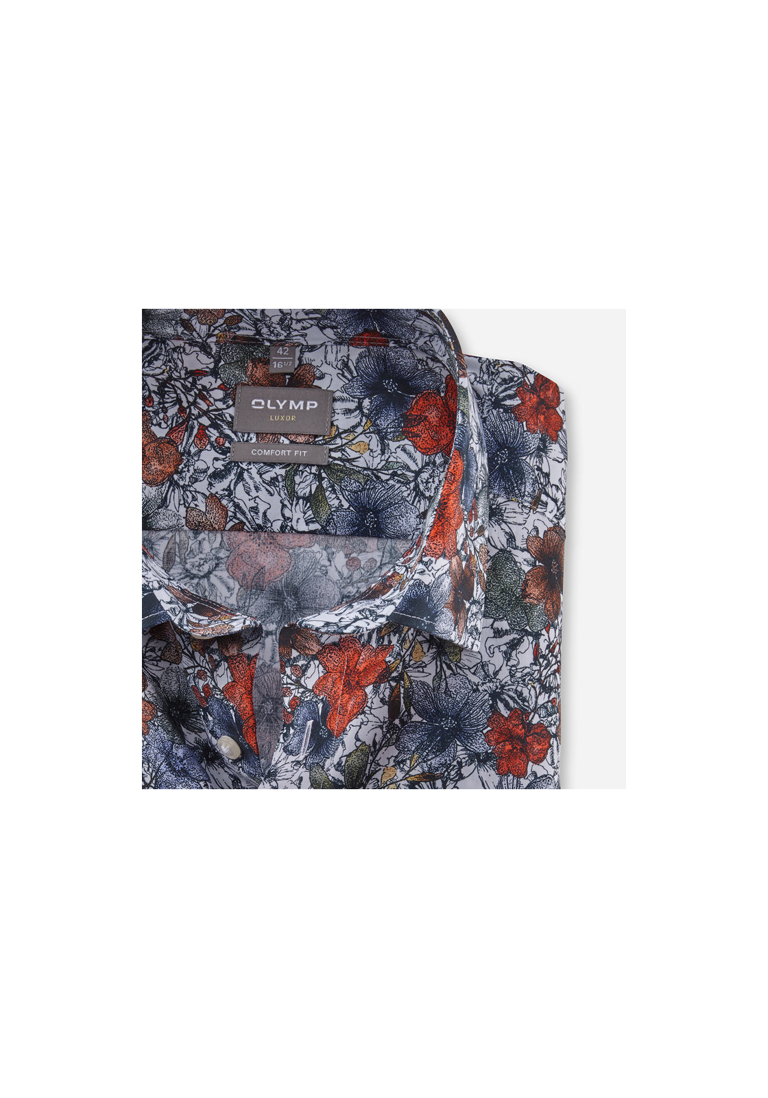 OLYMP comfort fit overhemd, popeline, wit dessin OLYMP comfort fit overhemd, popeline, wit dessin