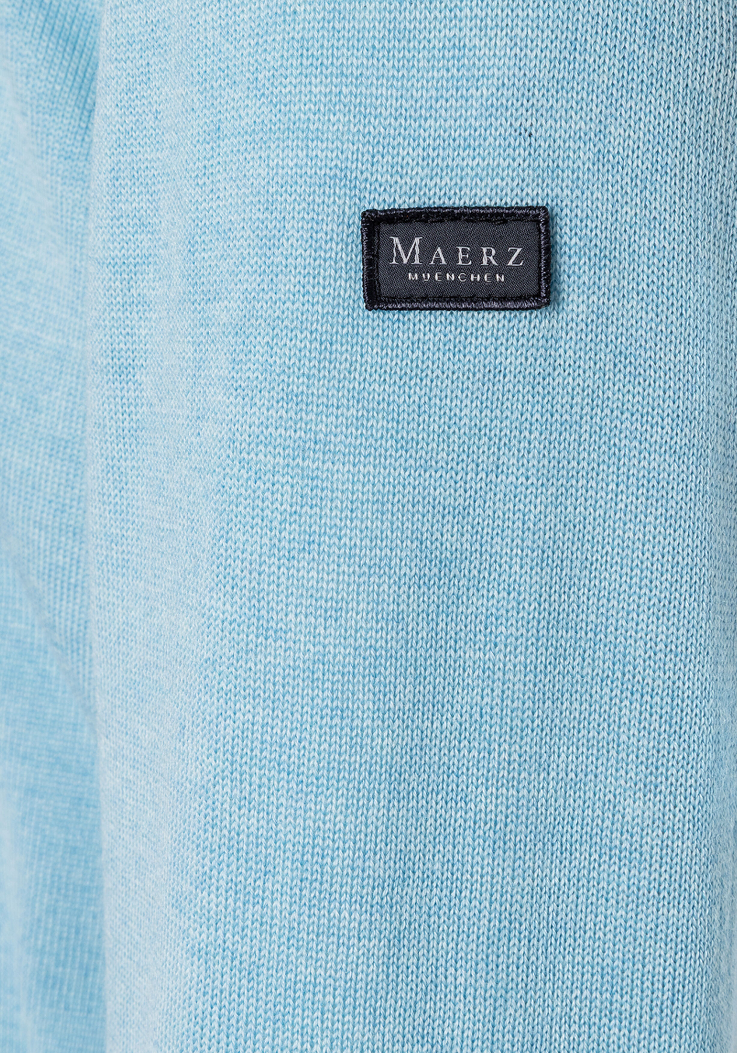 MAERZ Classic Fit heren trui met O-hals wol, lichtblauw