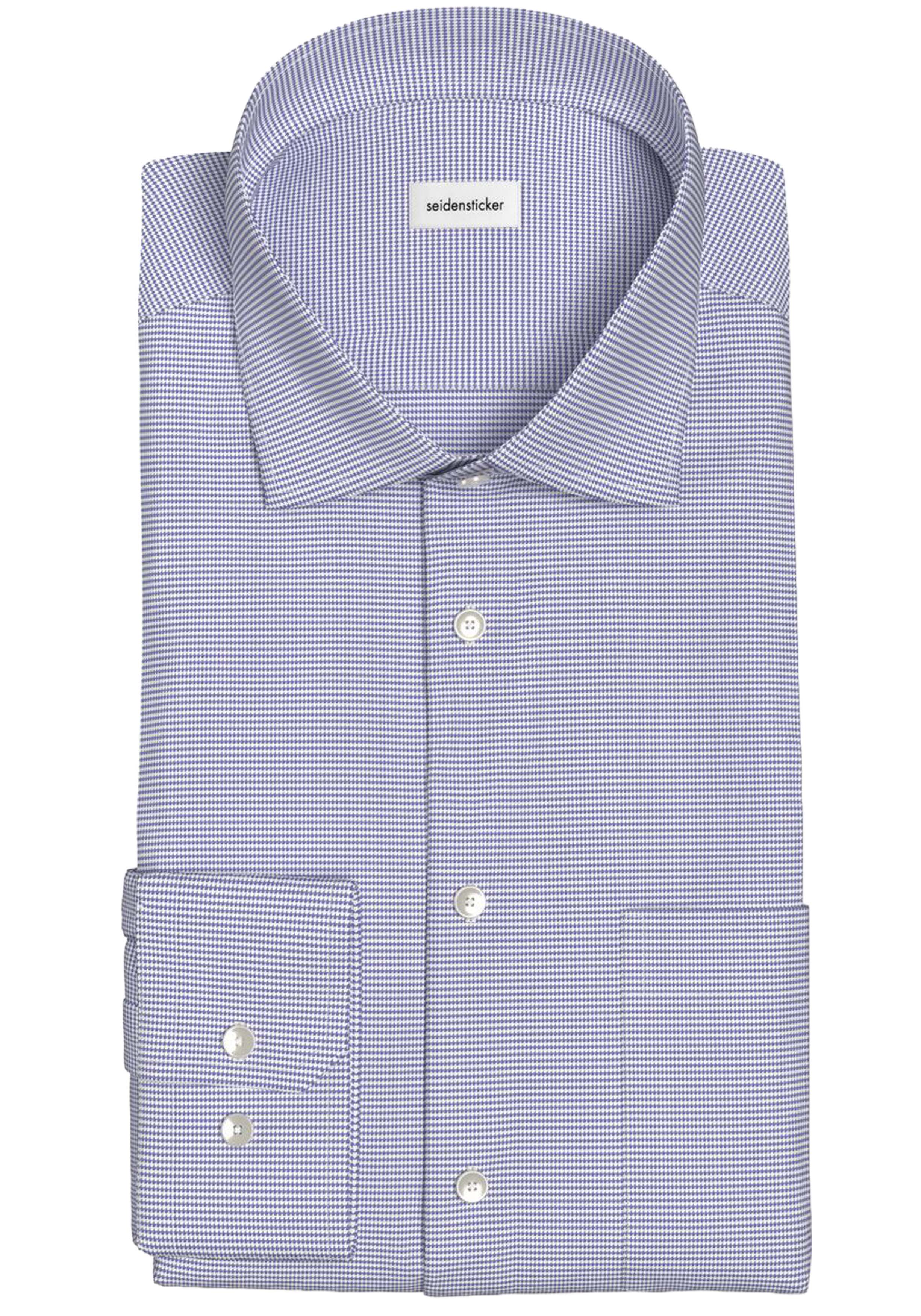 Seidensticker regular fit overhemd, mouwlengte 7, structuur, blauw