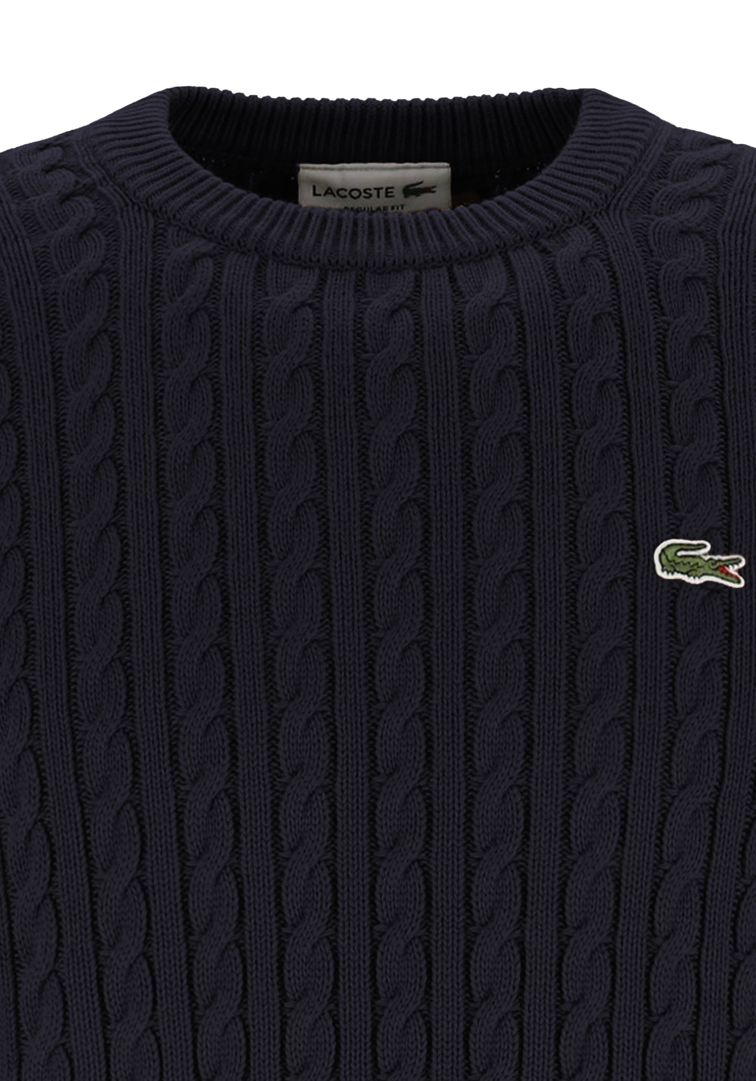 Lacoste herentrui katoen, O-hals, navy blauw