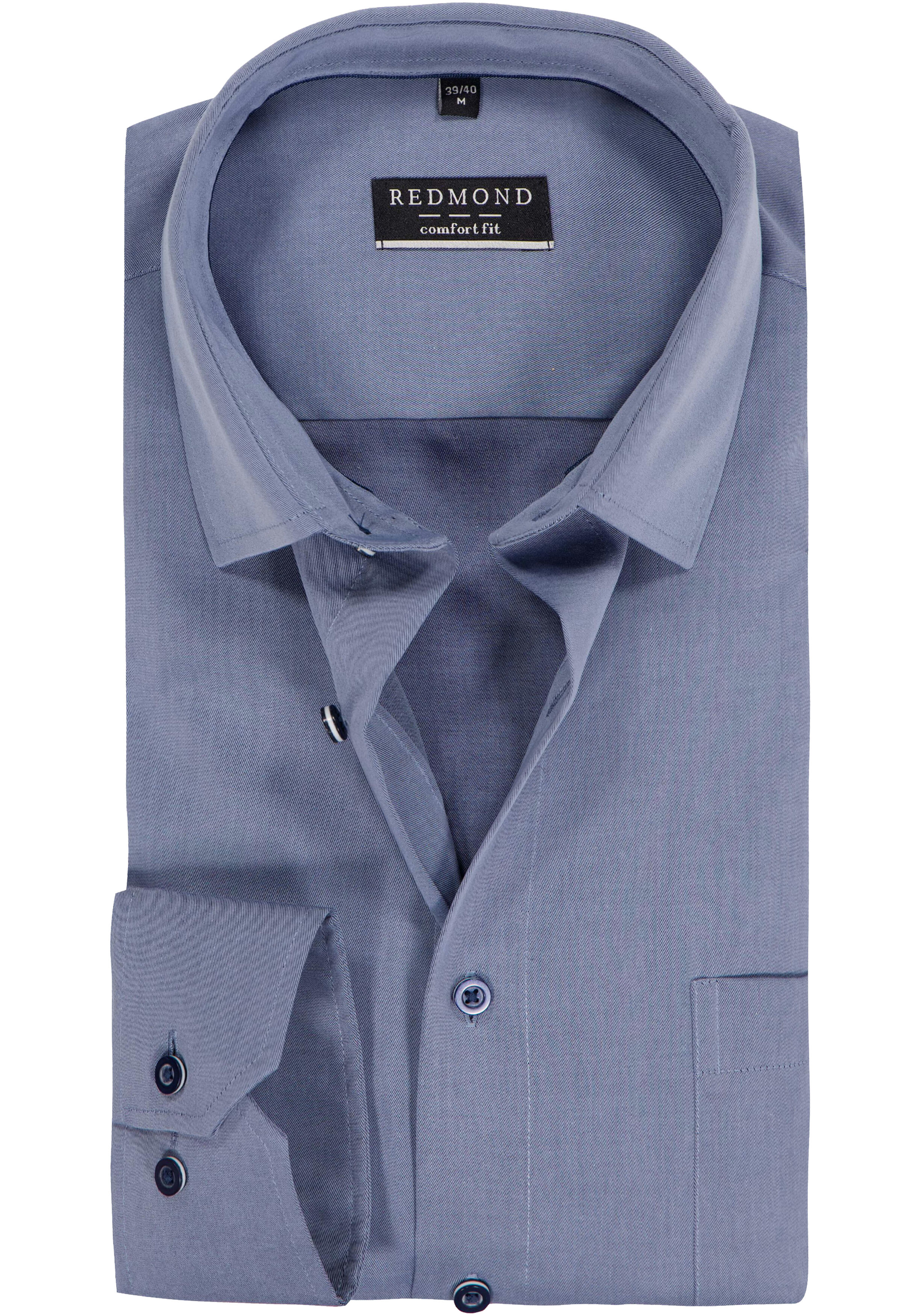 Redmond comfort fit overhemd, popeline, blauw