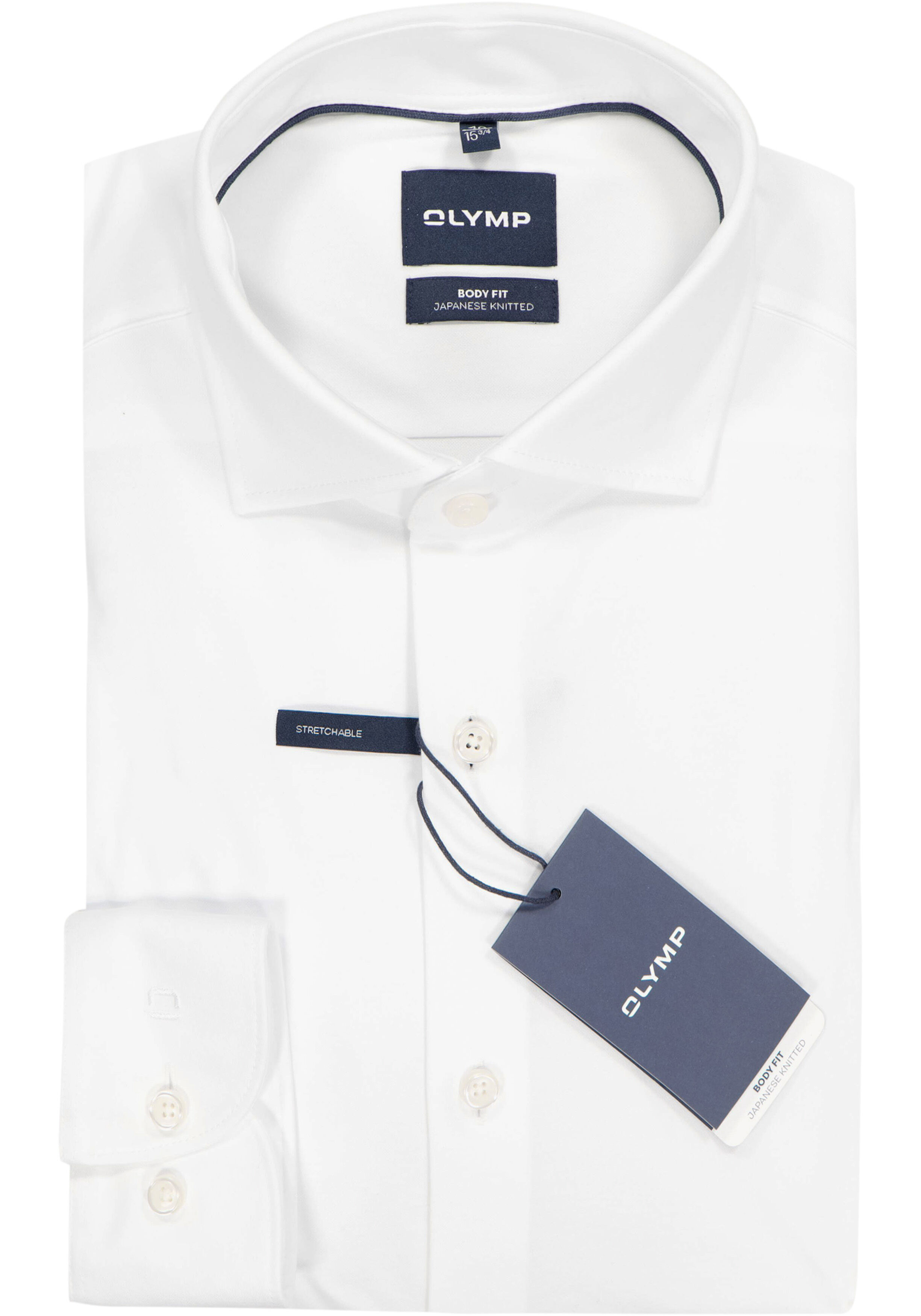 OLYMP Smart Business body fit overhemd, pique, wit