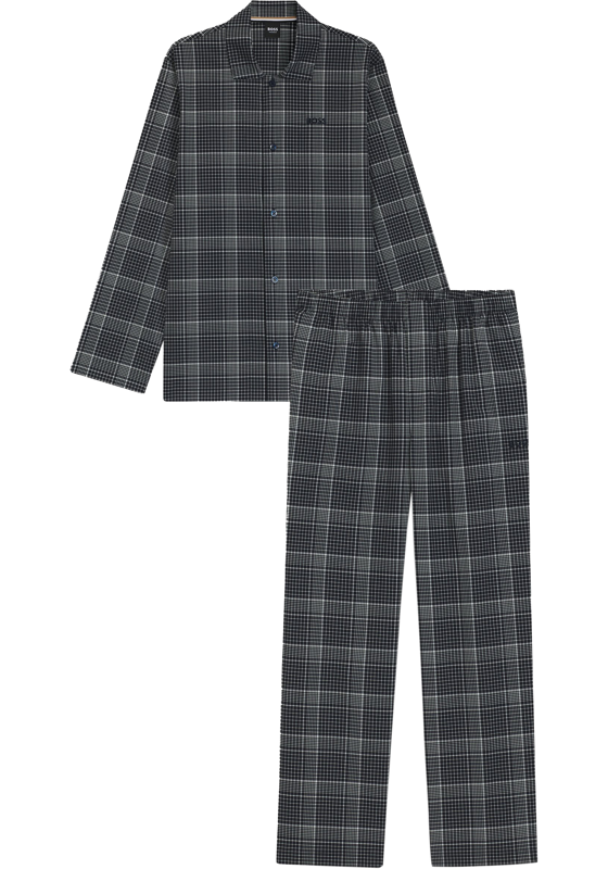 BOSS Chris Pattern Pyjama, heren pyjama set met knoopjes, donkerblauw BOSS Chris Pattern Pyjama, heren pyjama set met knoopjes, donkerblauw