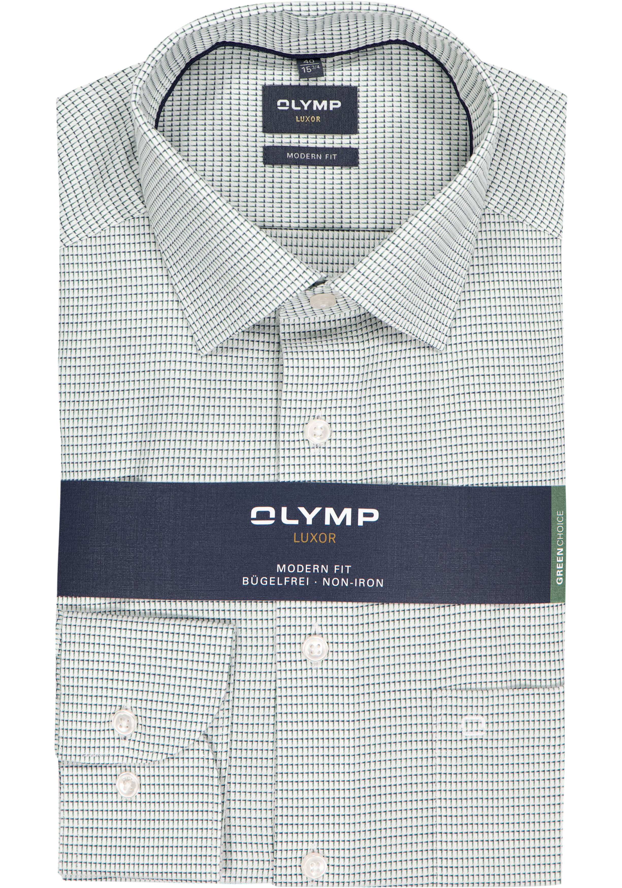 OLYMP Luxor modern fit overhemd, structuur, groen