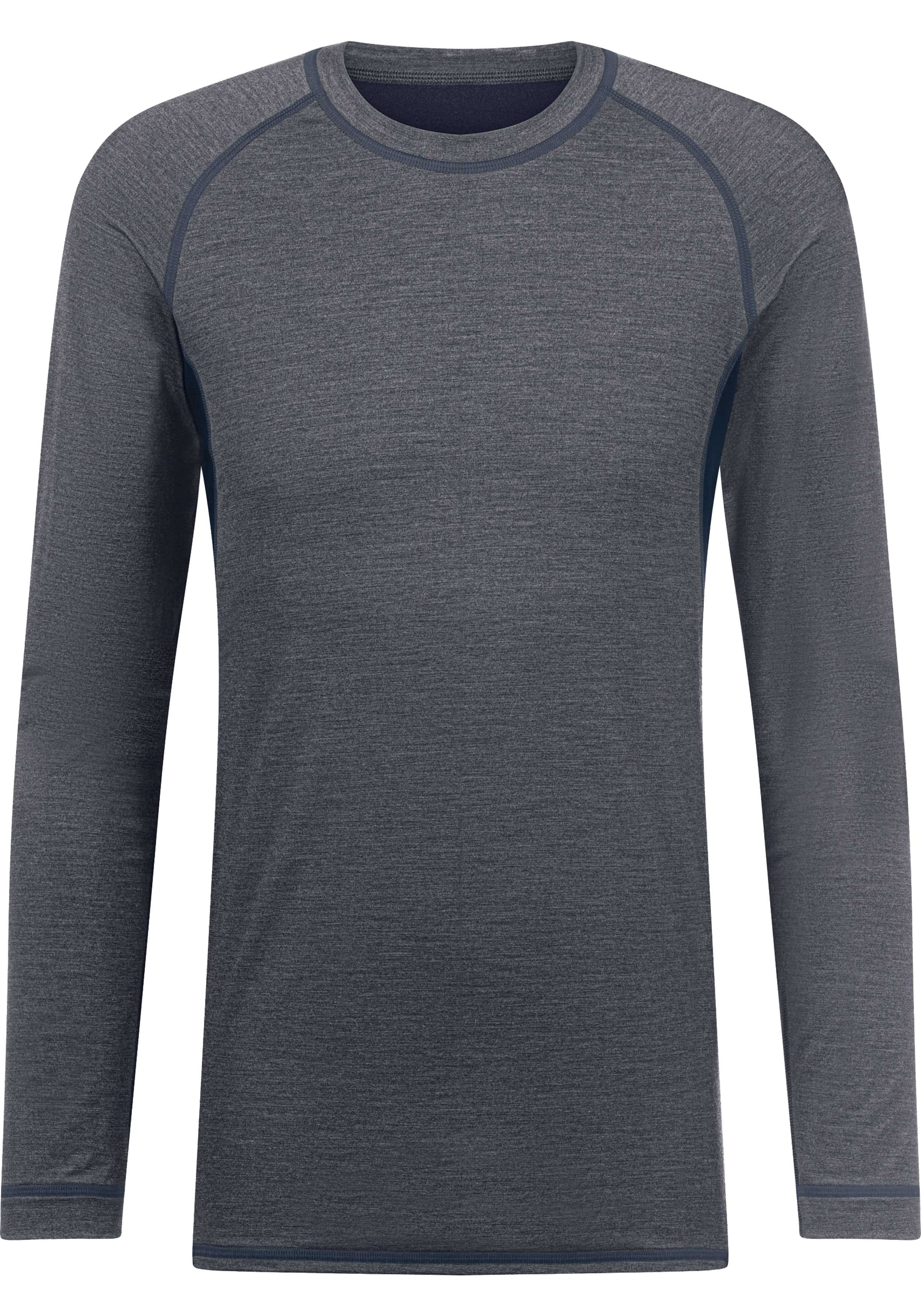 Mey heren T-shirt long sleeve Prfrmnc+, thermo T-shirt lange mouw met O-hals jeansblauw