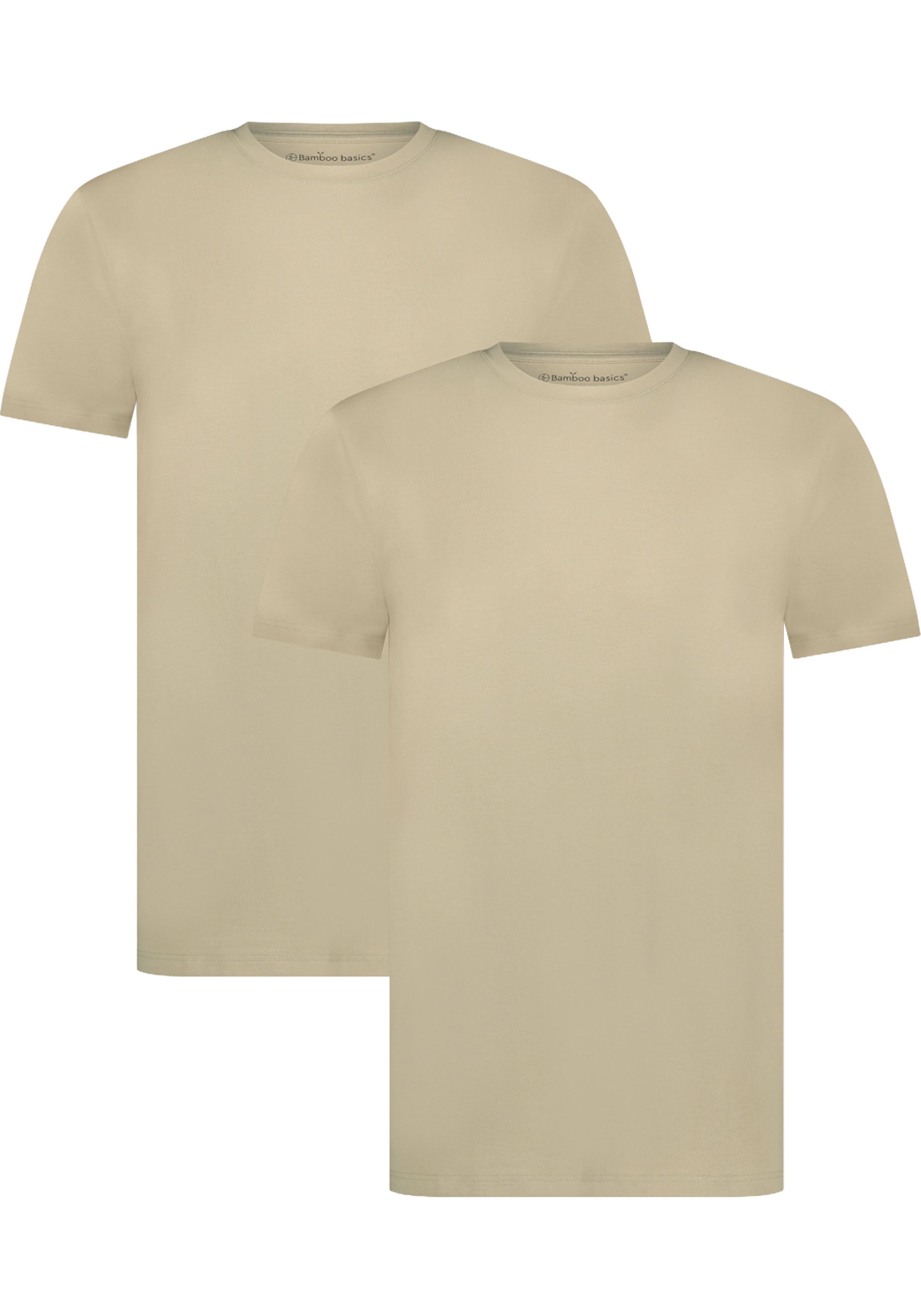 Bamboo Basics Ruben round neck T-shirt (2-pack), heren T-shirt O-hals, licht kaki