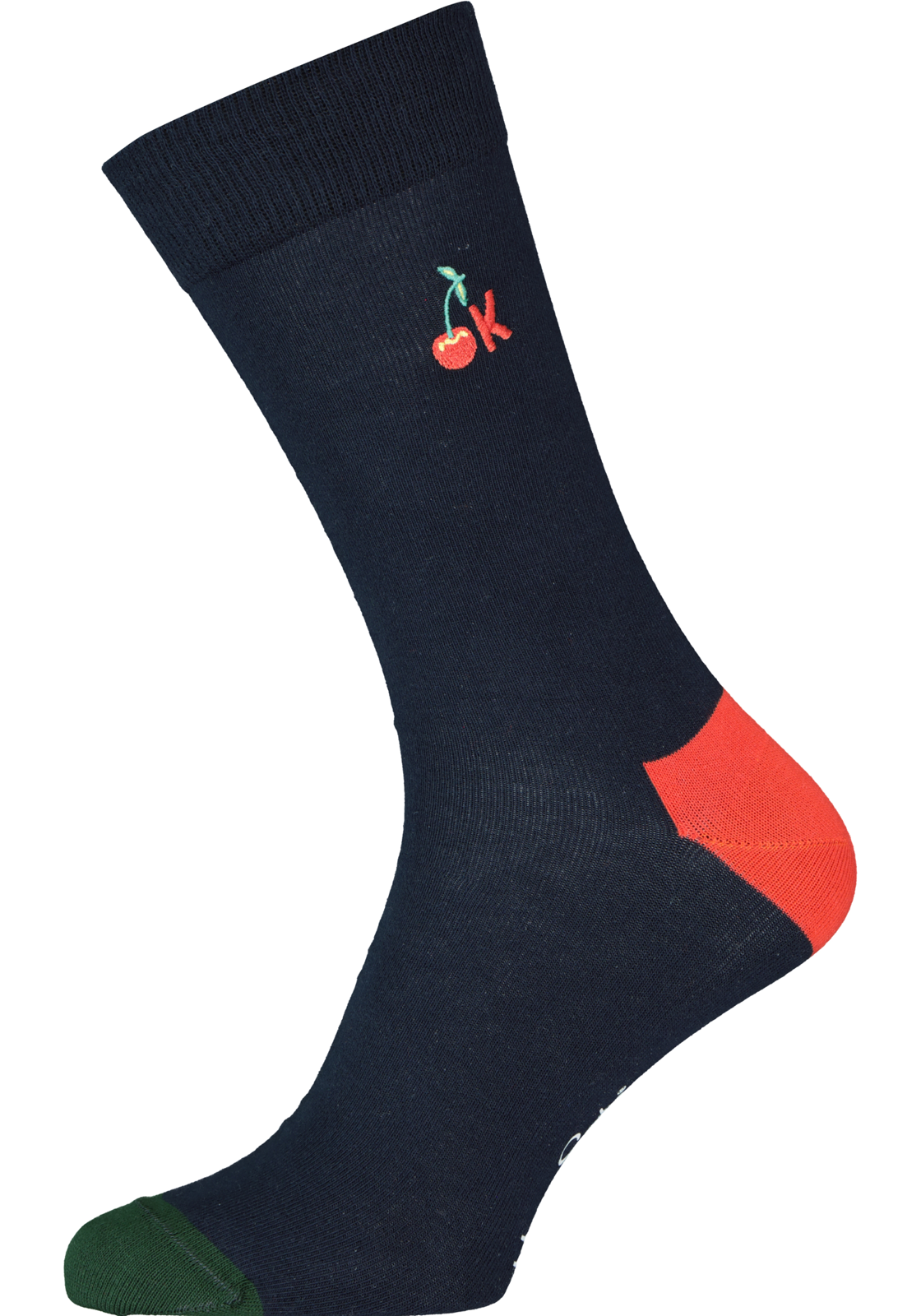 1-7333102480504_happy_socks_HR Happy Socks Embroidery Ok Sock, unisex sokken, blauw met rood is Ok