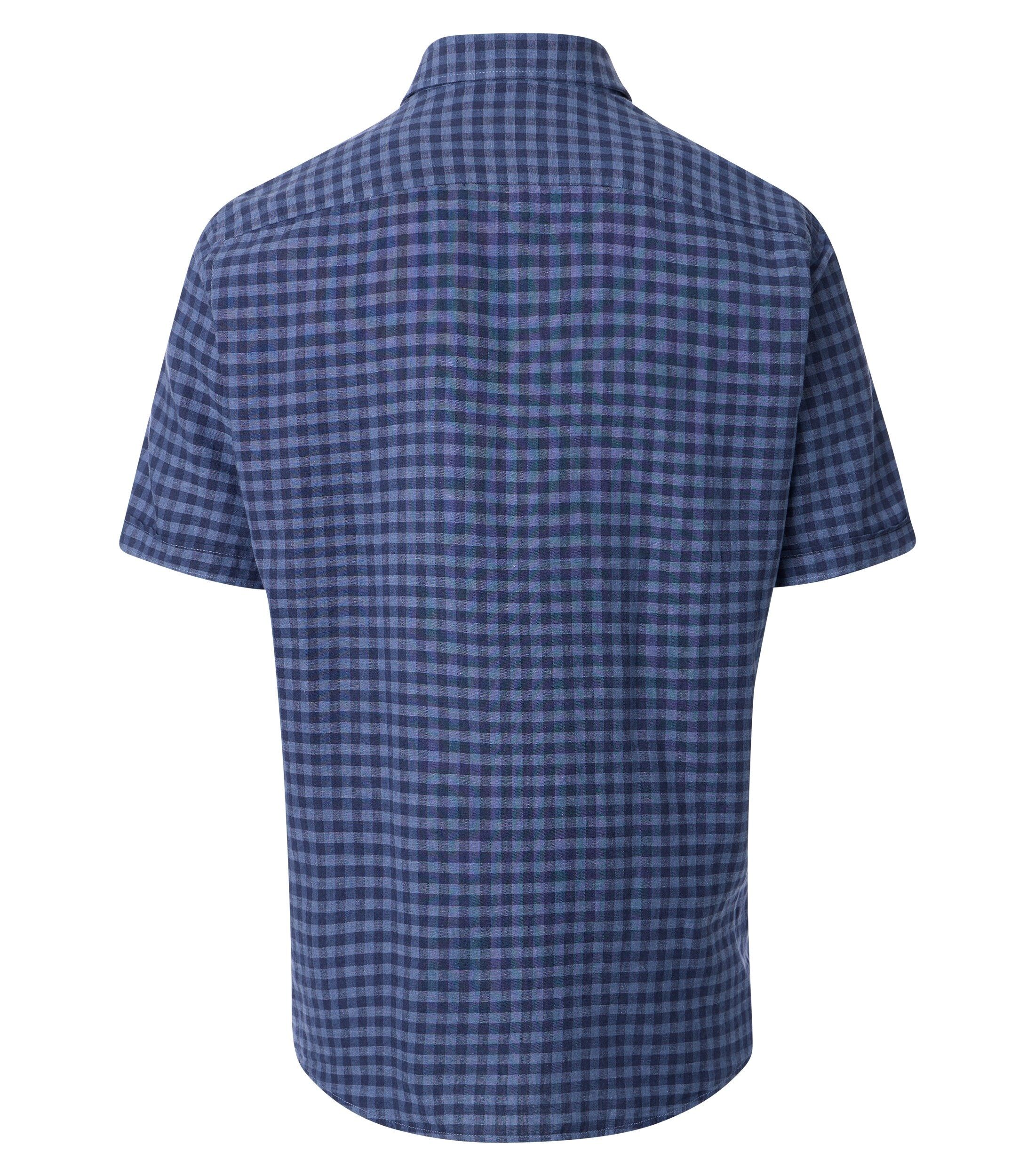 CASA MODA Sport casual fit overhemd, korte mouw, structuur, donkerblauw, blauw geruit