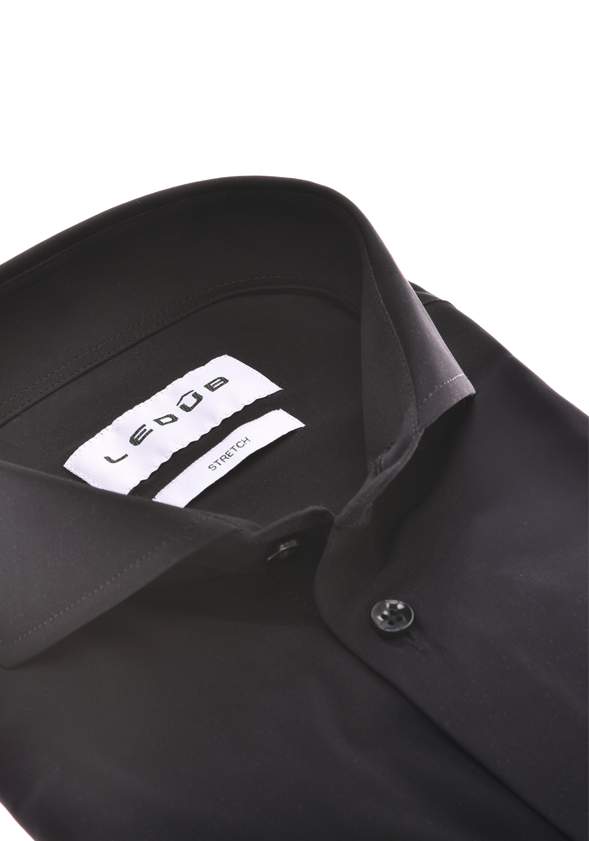 Ledub slim fit overhemd, popeline, zwart