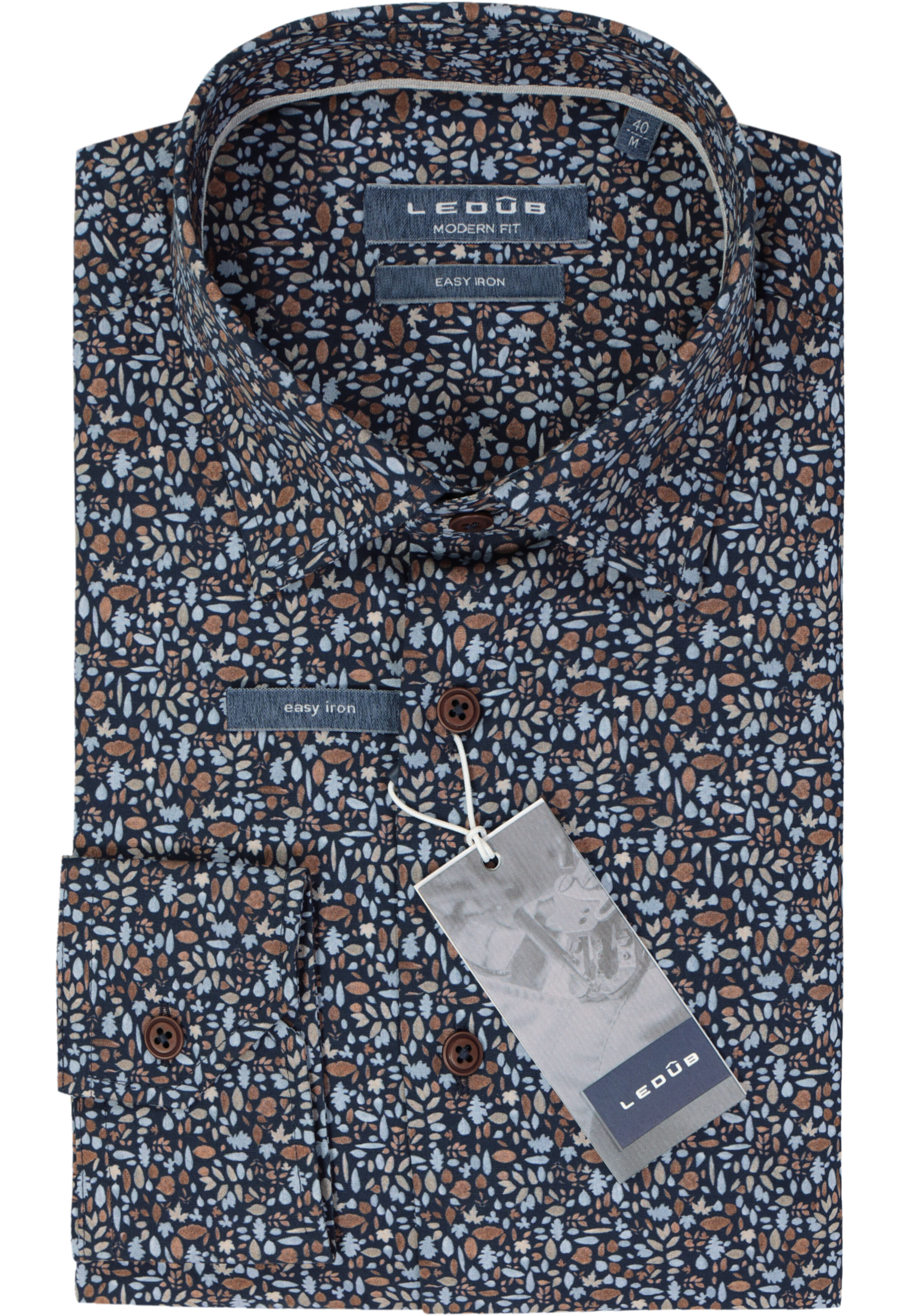 Ledub modern fit overhemd, donkerblauw