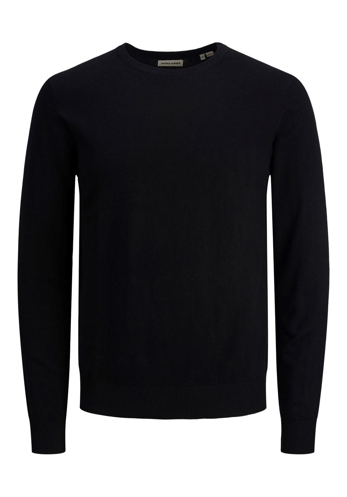 image_2_jj__3866610__frontjpgvc2680ae29fee14217bf91d8eee4026d25e73 JACK & JONES Emil knit crew neck slim fit, heren pullover viscosemengsel met O-hals, zwart
