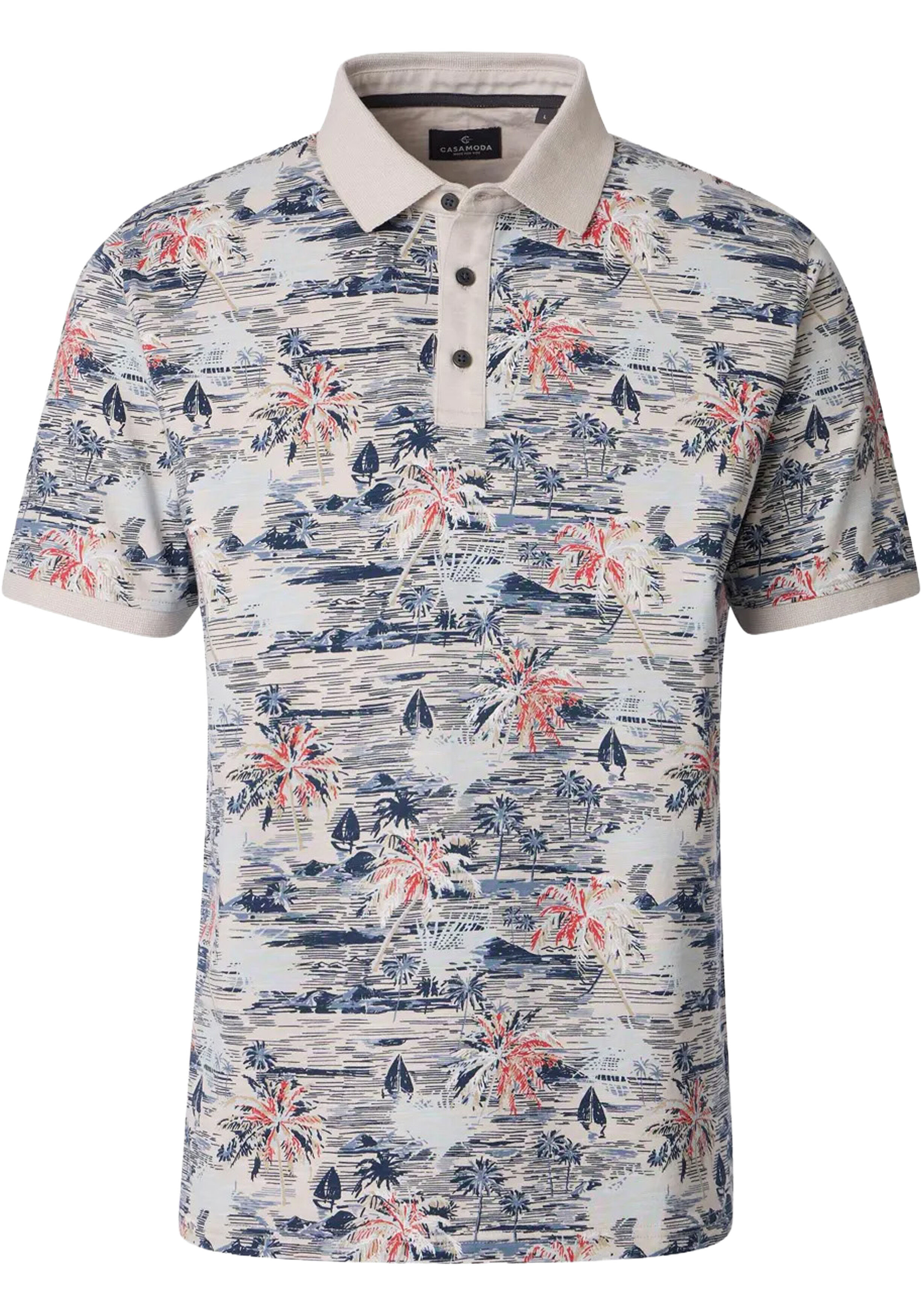 CASA MODA comfort fit heren polo, beige dessin