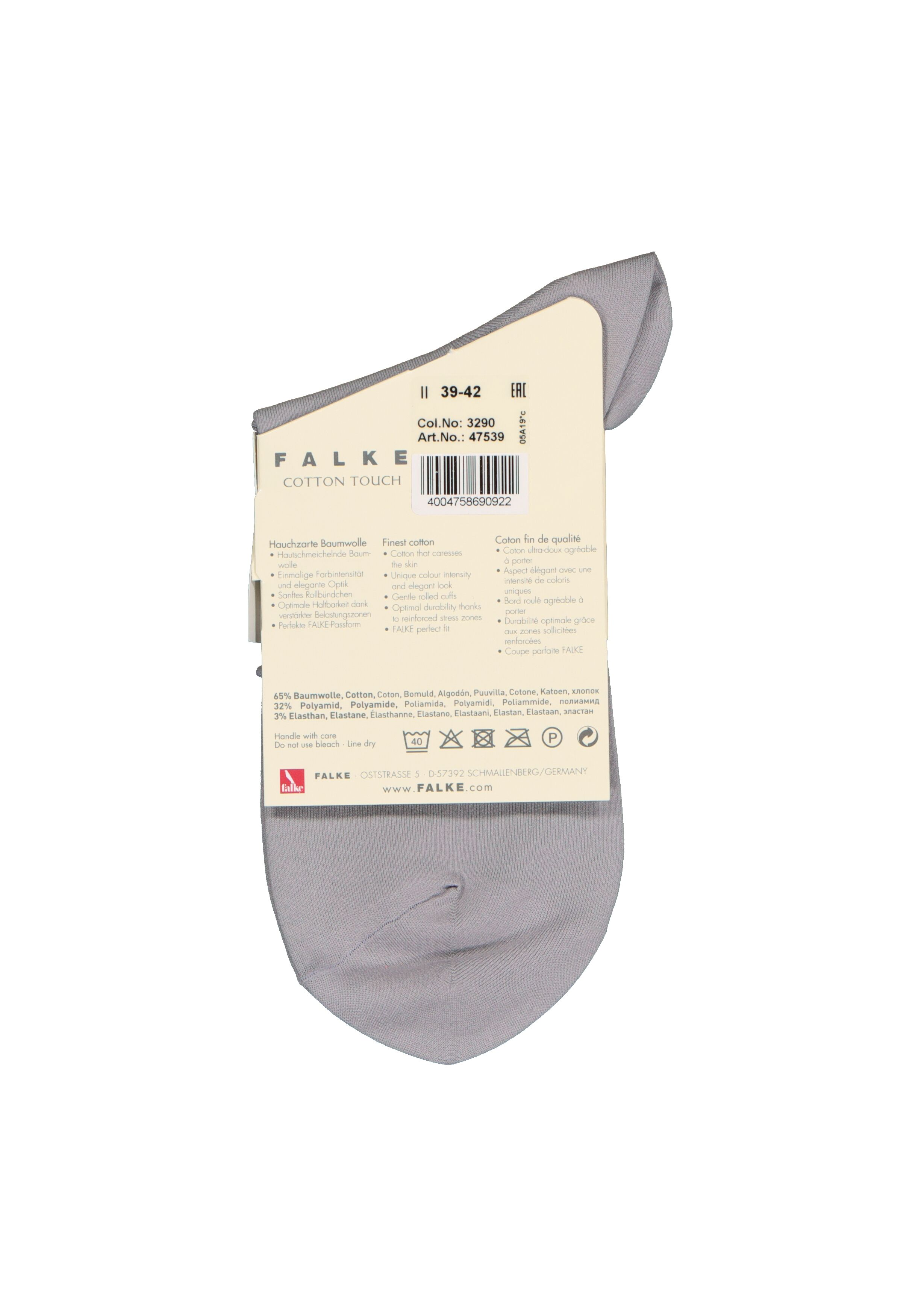 FALKE Cotton Touch korte damessokken, katoen, zilvergrijs (silver)