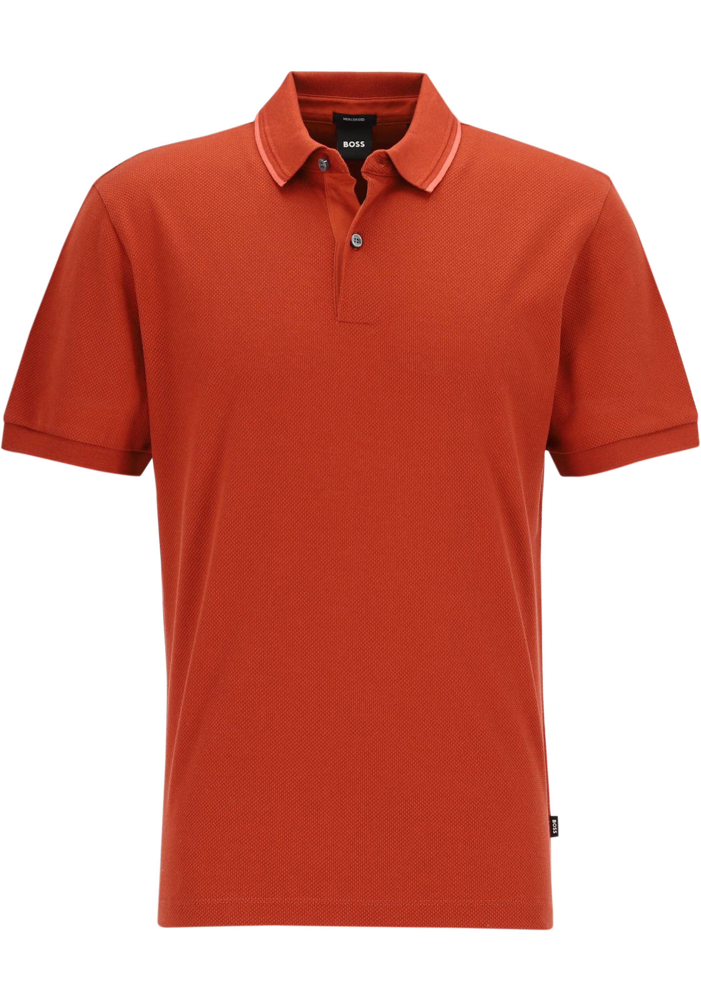 BOSS Prout regular fit heren polo, pique, donker oranje