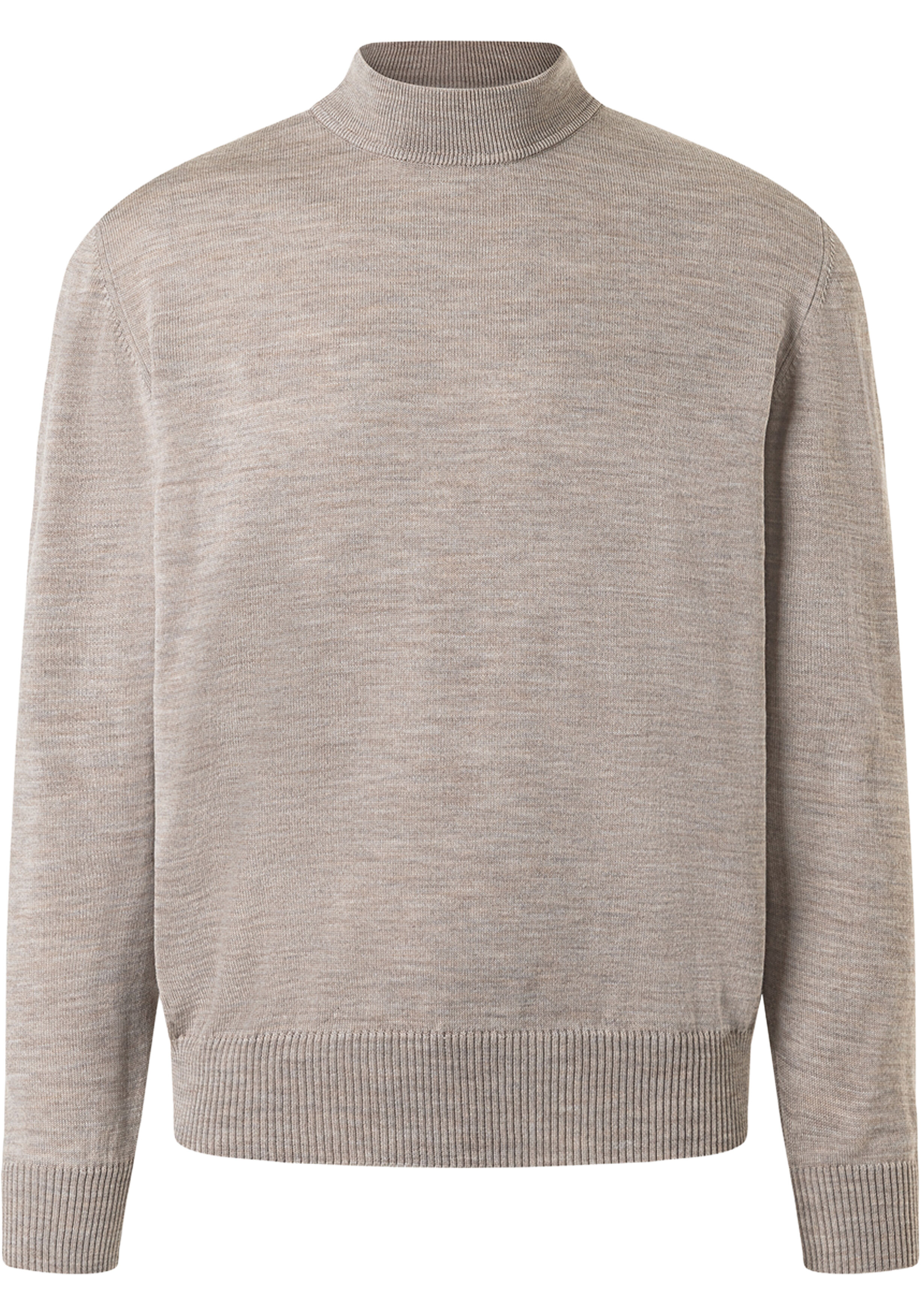 MAERZ Classic Fit heren trui met turtleneck wol, beige