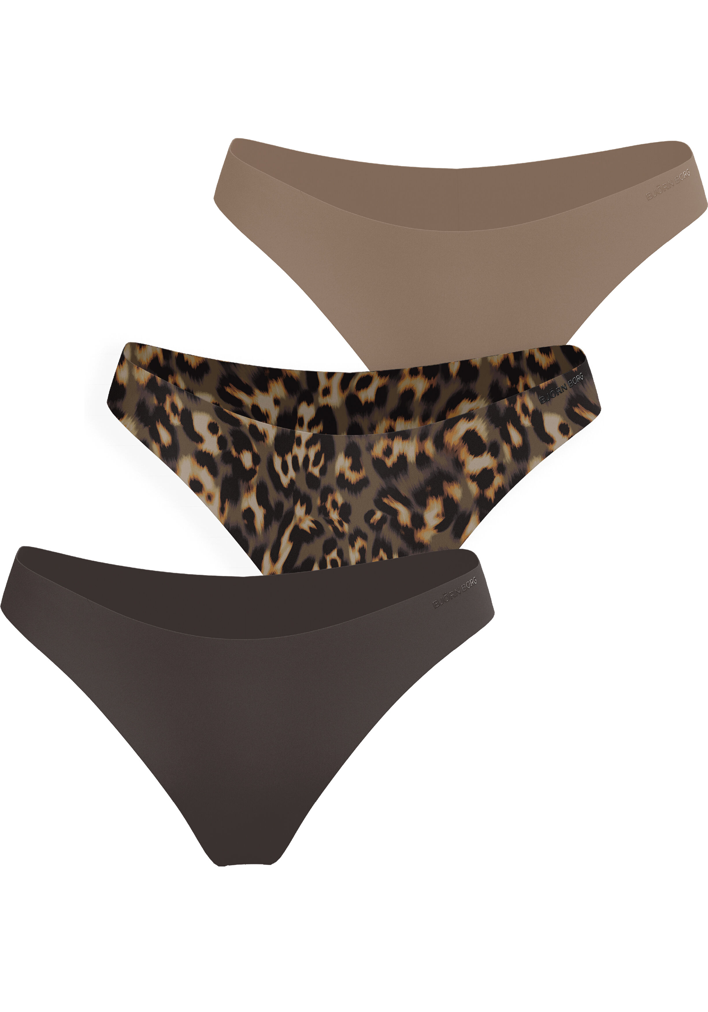 Bjorn Borg dames Invisible Briefs, slip middelhoge taille (3-pack), bruin, print, bruin