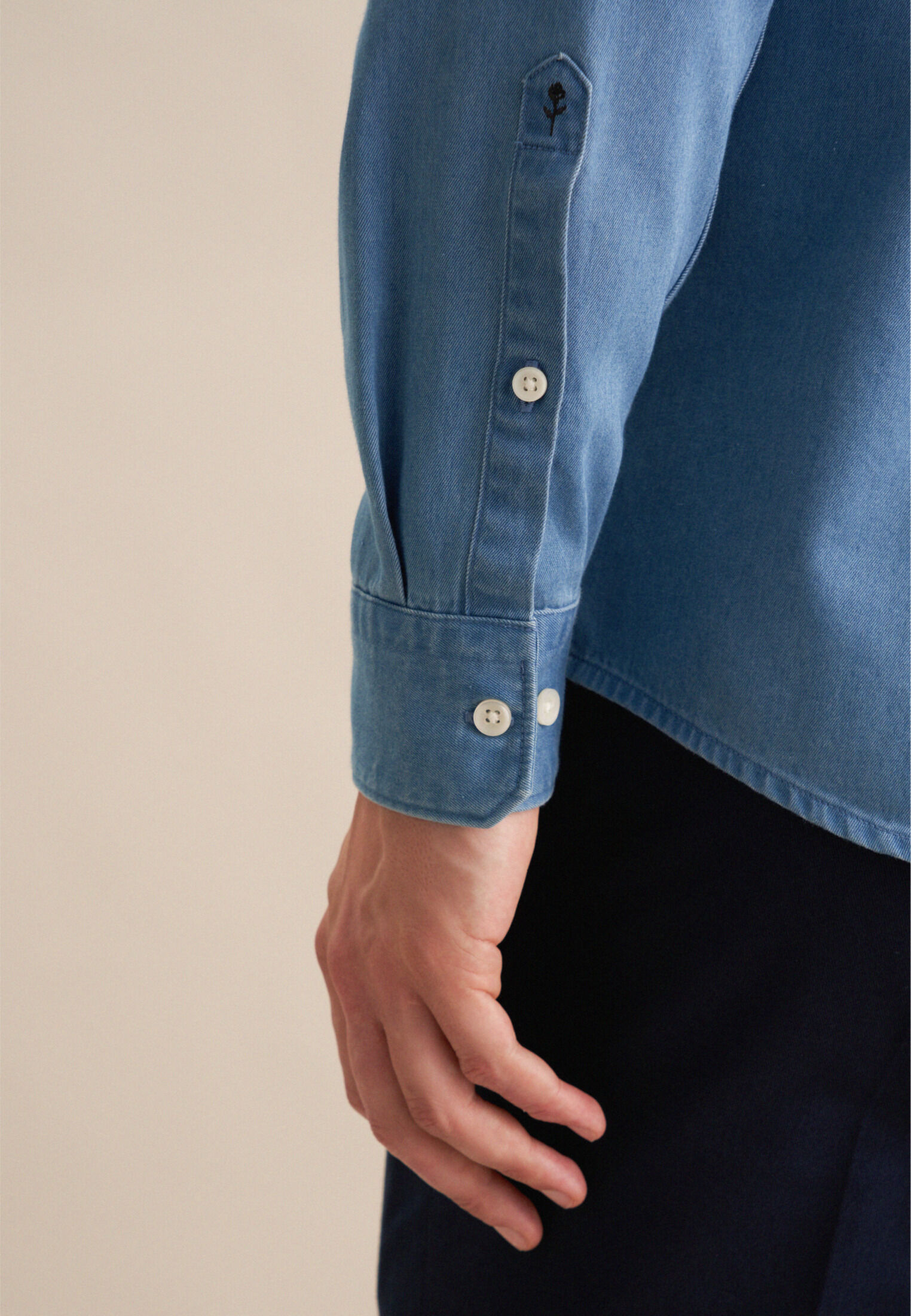 Seidensticker regular fit overhemd, twill, blauw