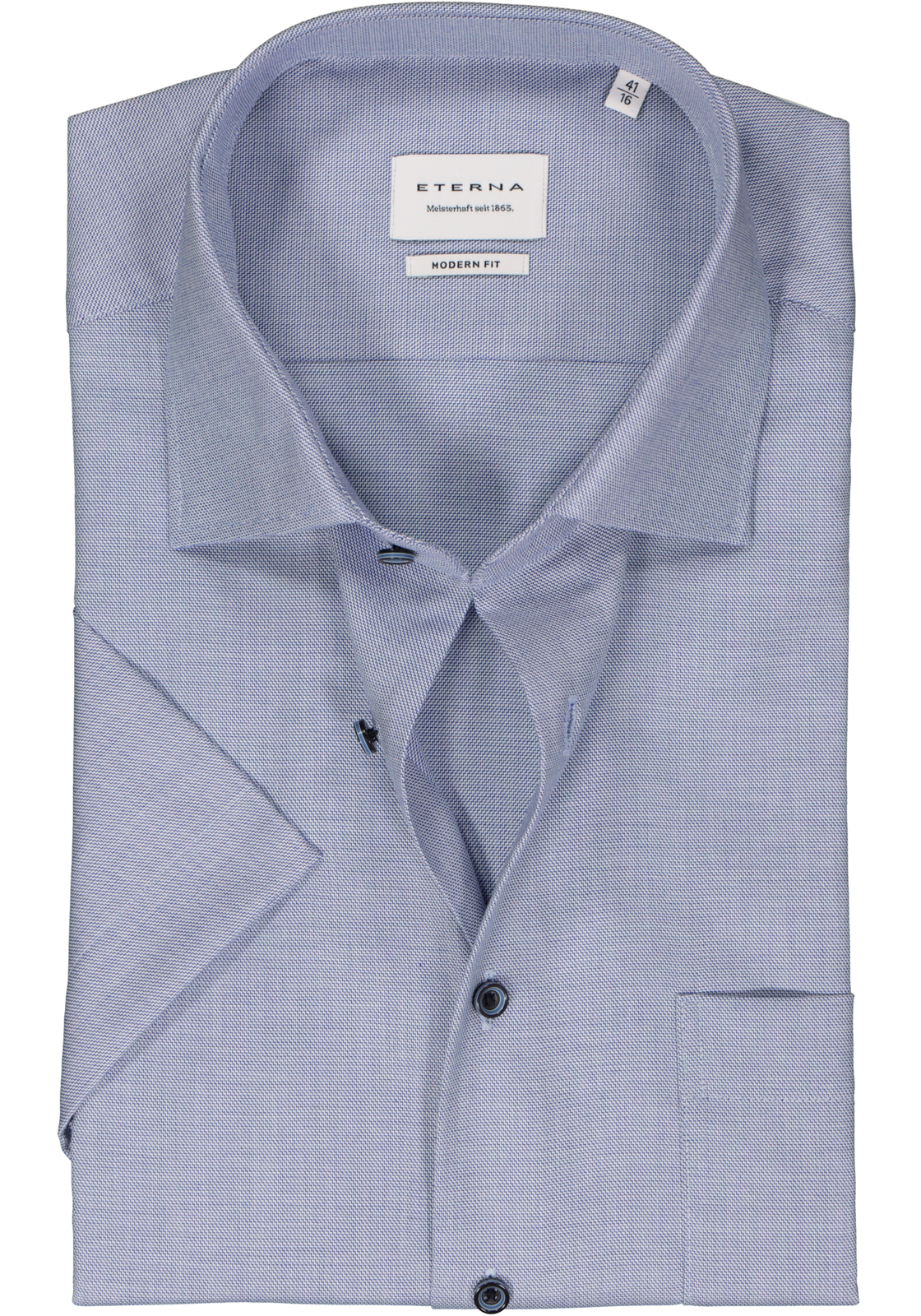 1-4067159305932_eterna-overhemd_HR ETERNA modern fit overhemd korte mouw, twill, middenblauw