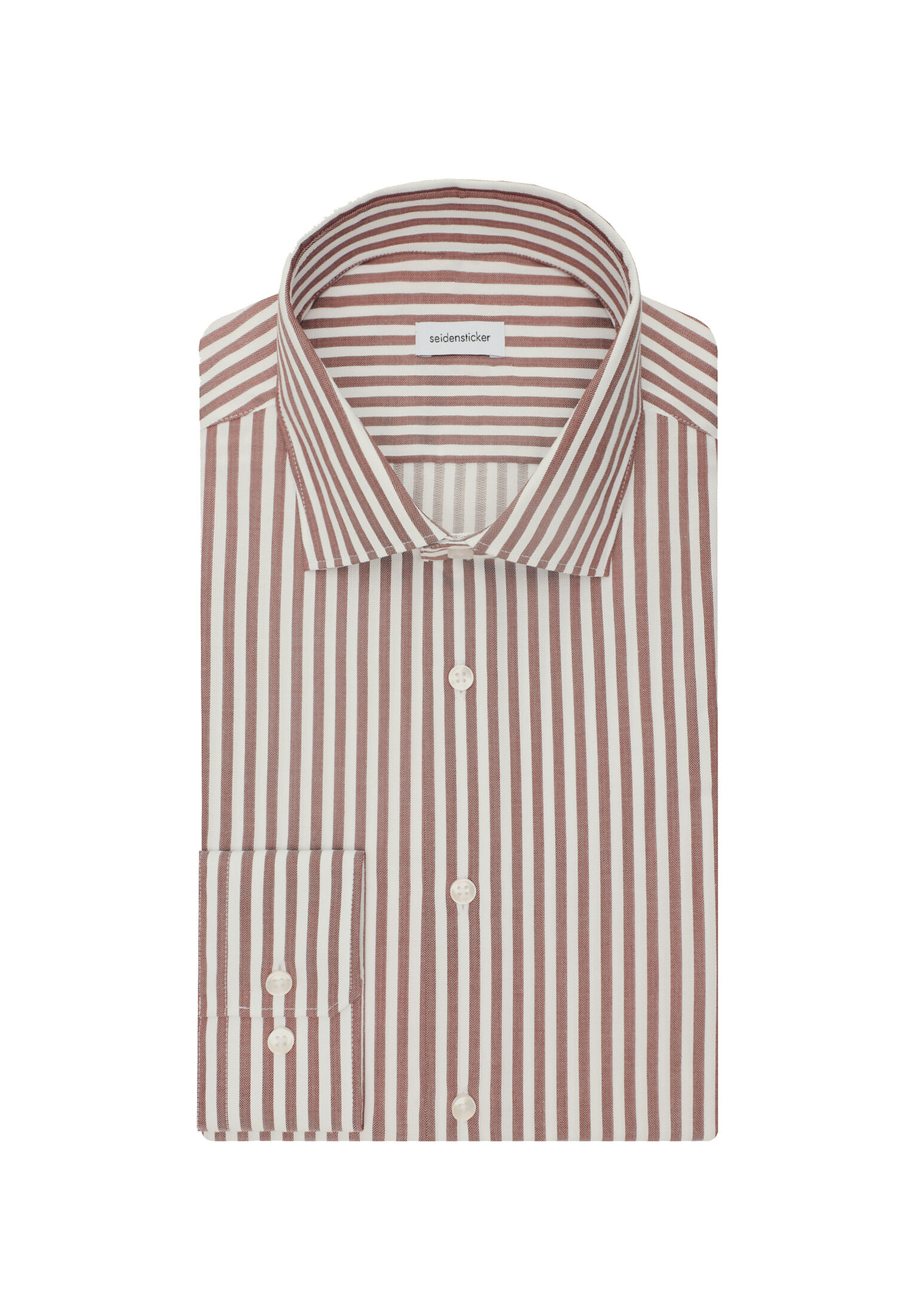 Seidensticker shaped fit overhemd, popeline, bruin gestreept