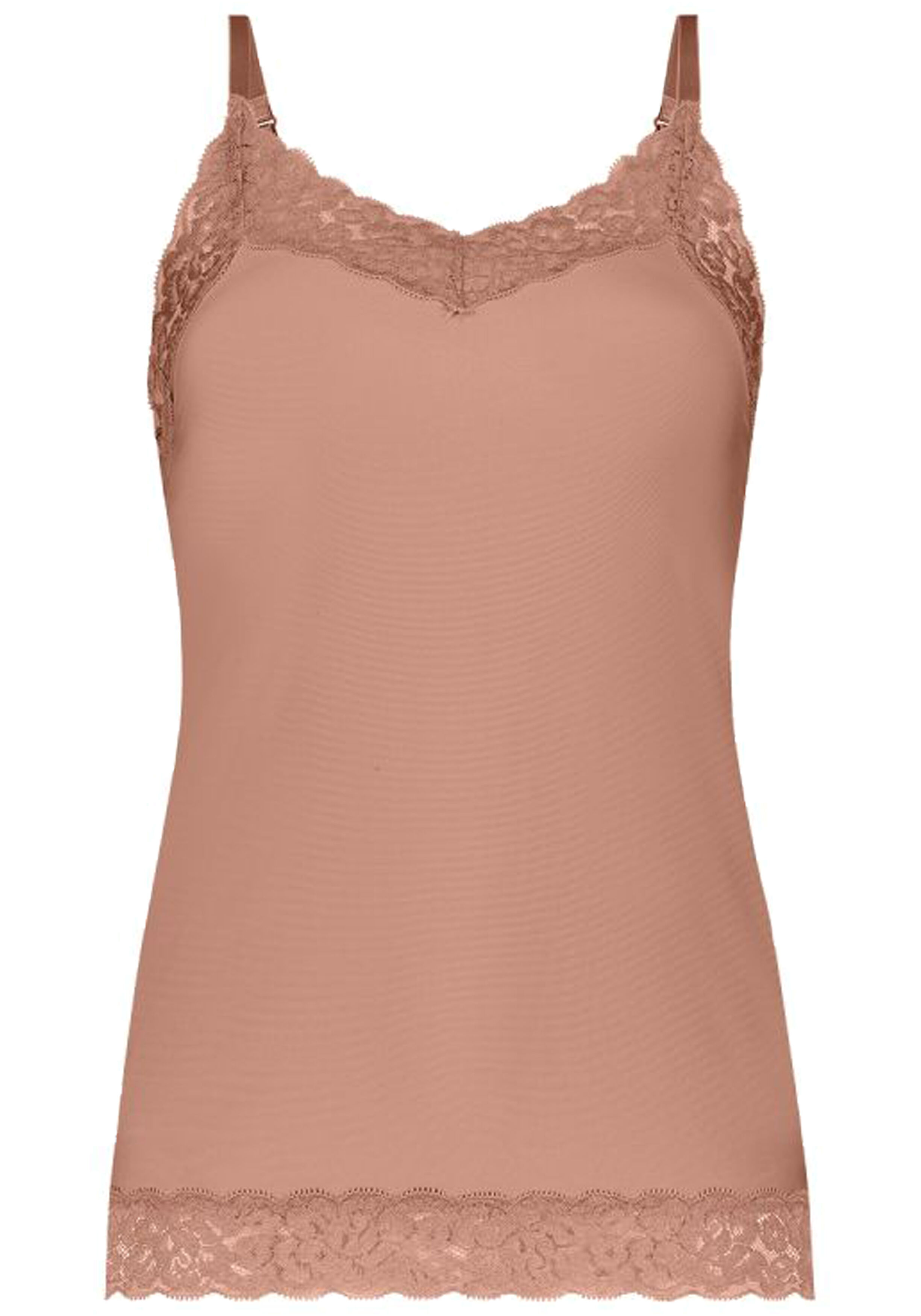TEN CATE Secrets Lace women spaghetti top met kant (1-pack), dames singlet, roze bruin