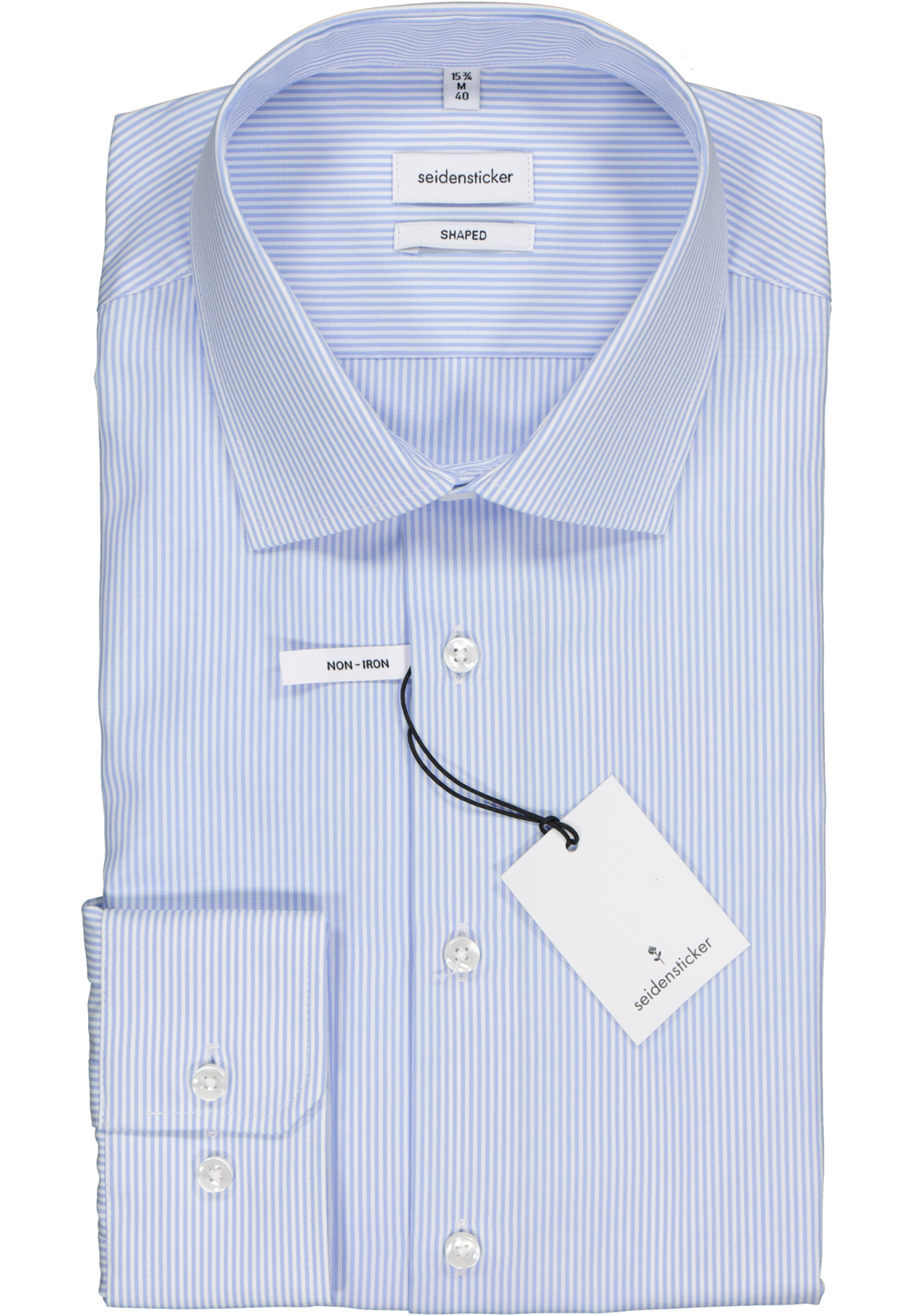 2-4048872001448_seidensticker-overhemd_HR Seidensticker shaped fit overhemd, lichtblauw met wit gestreept