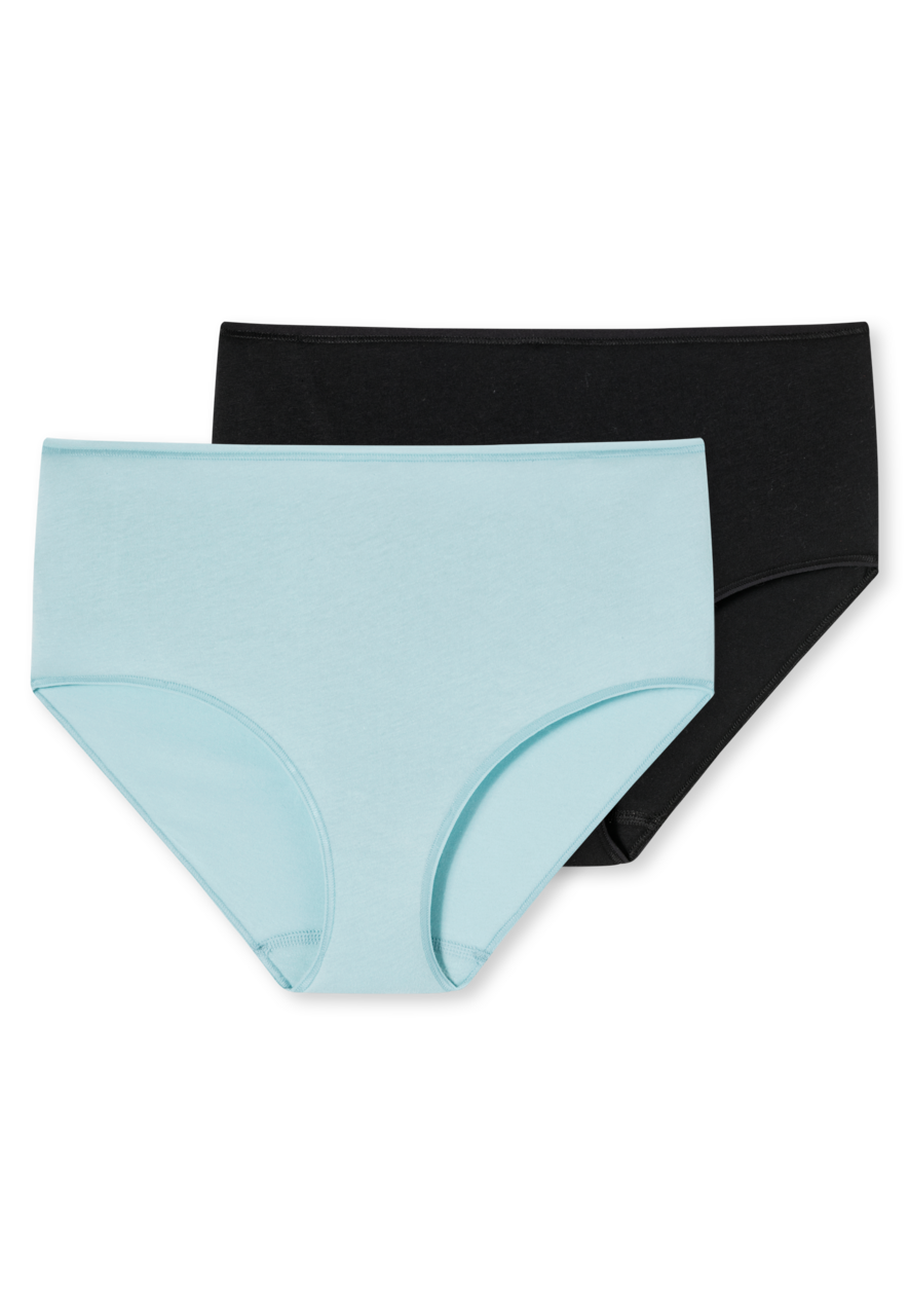 SCHIESSER 95/5 slip (2-pack), dames midi organisch katoen zwart/lichtblauw
