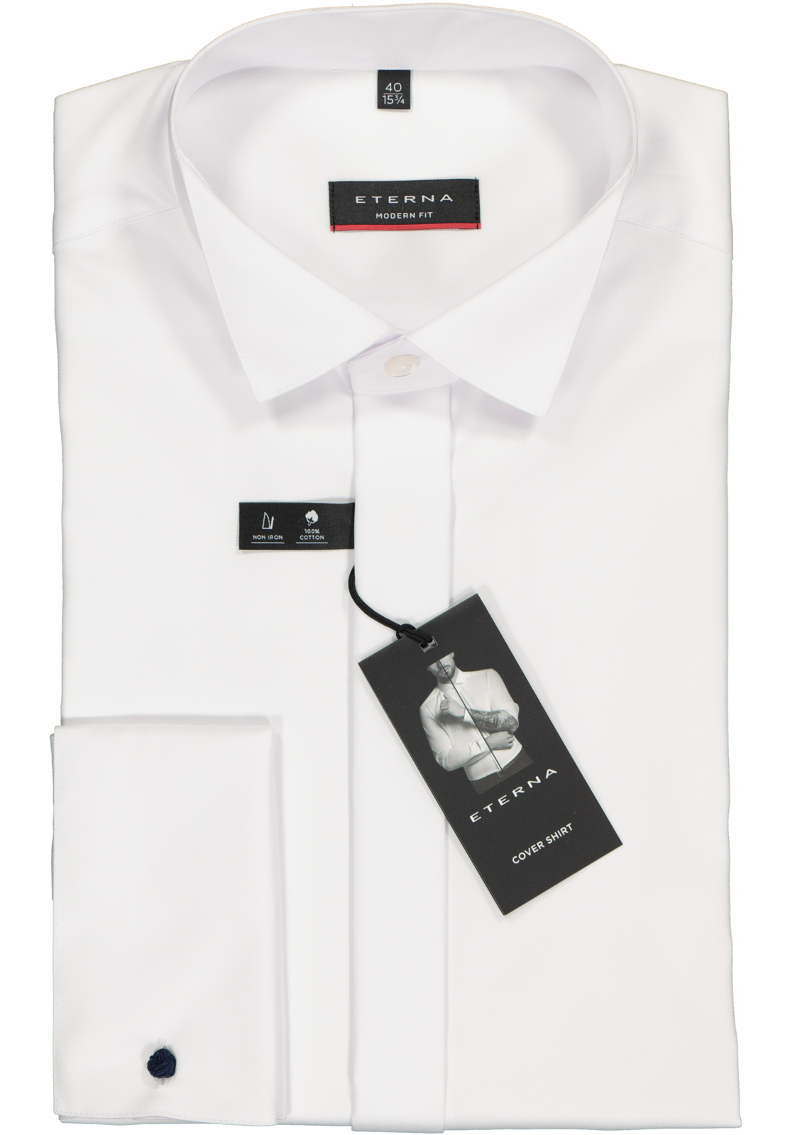 2-4062403198131_eterna-overhemd_HR ETERNA modern fit overhemd, dubbele manchet, niet doorschijnend twill heren overhemd, wit