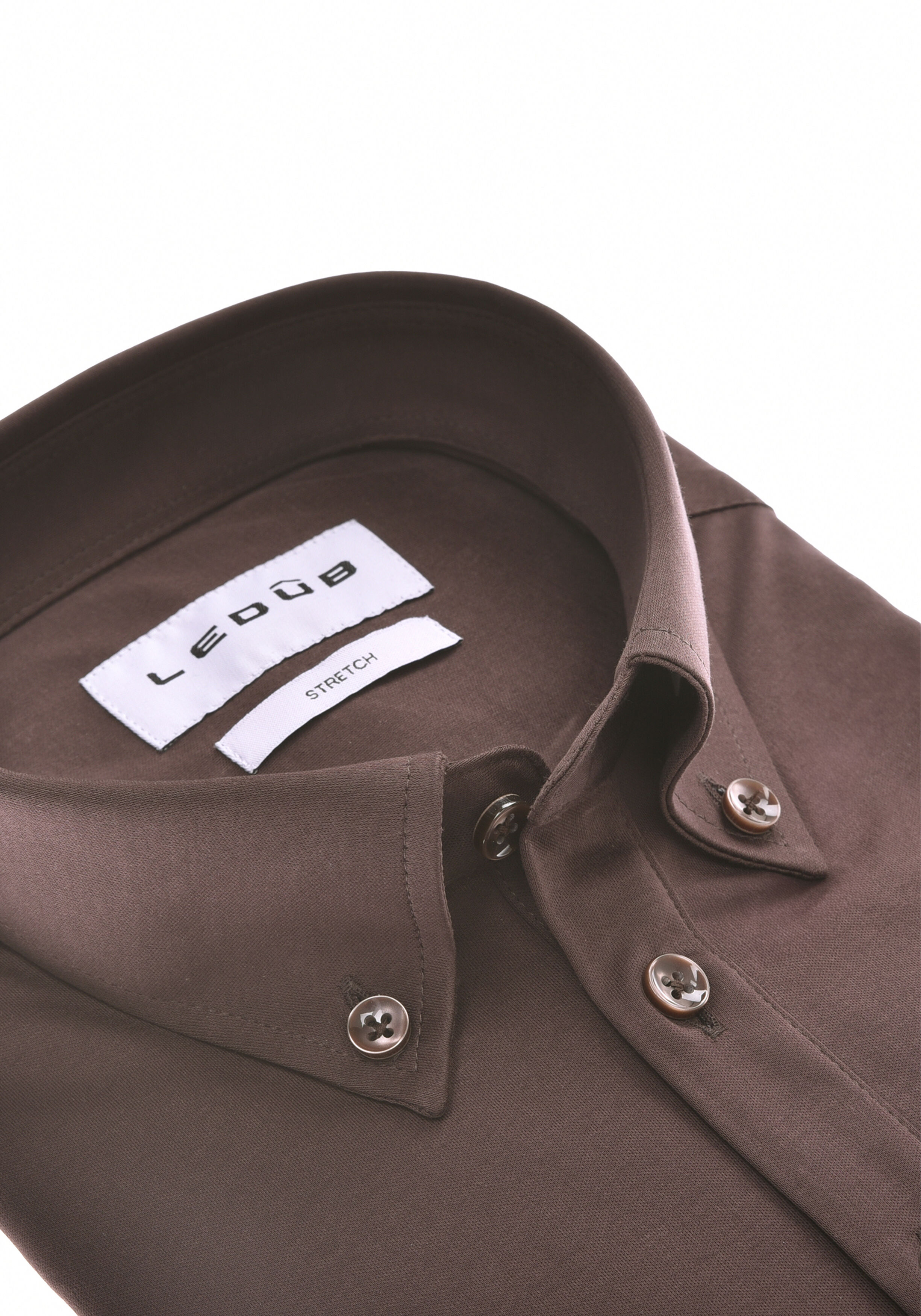 Ledub modern fit polo overhemd, tricot, jersey, donkerbruin