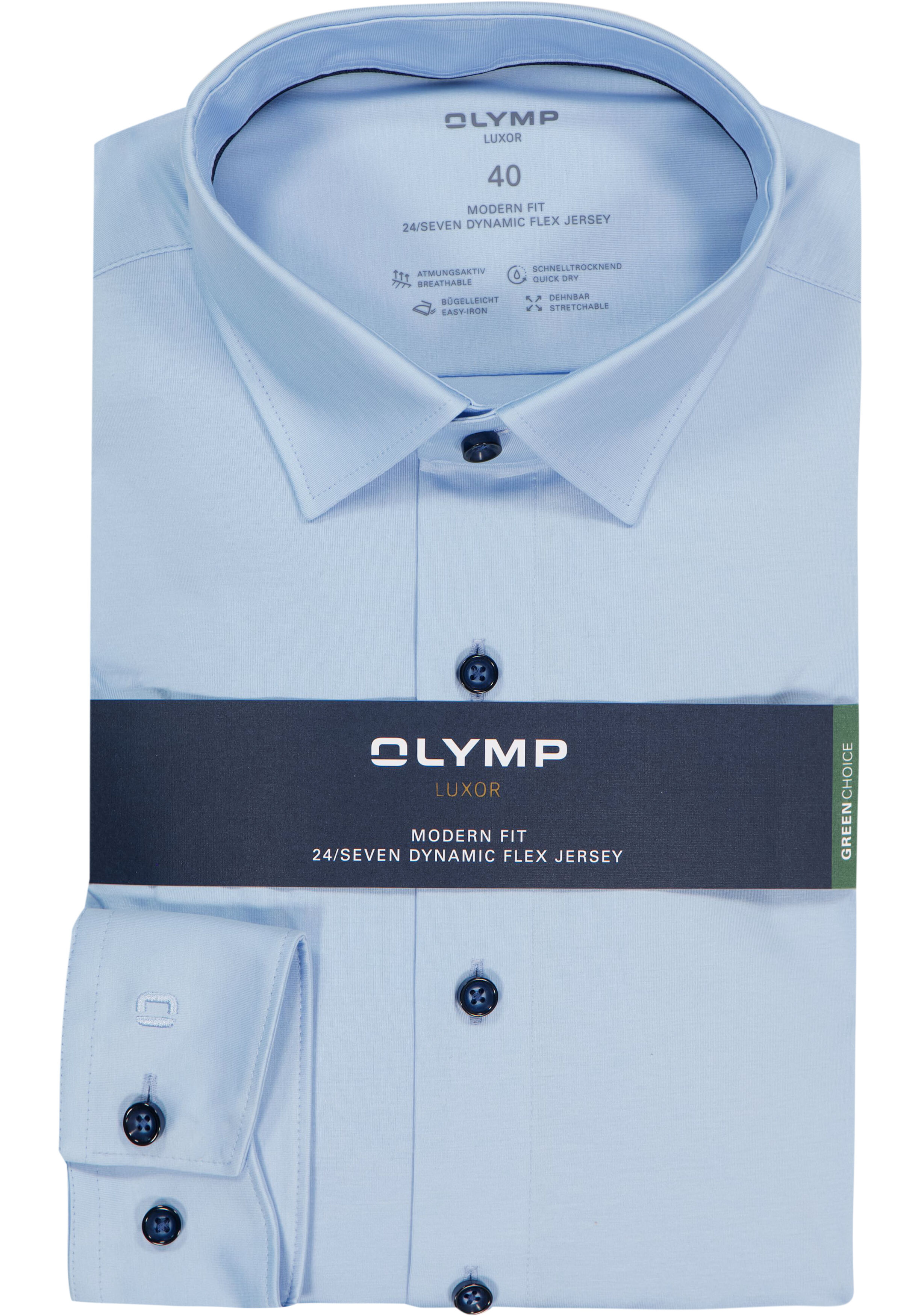 OLYMP Luxor 24/Seven modern fit overhemd, lichtblauw tricot