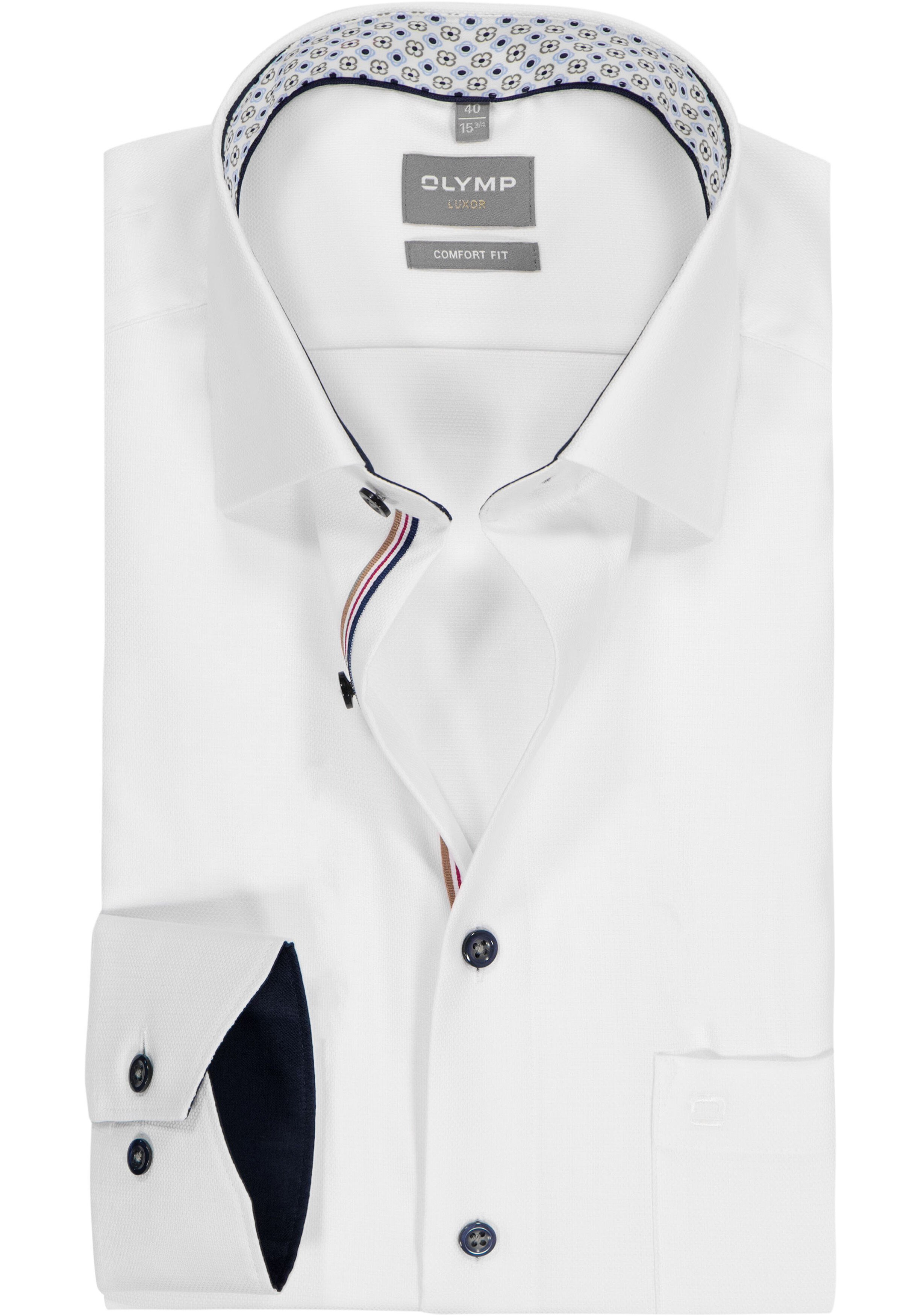 OLYMP Luxor comfort fit overhemd, structuur, wit