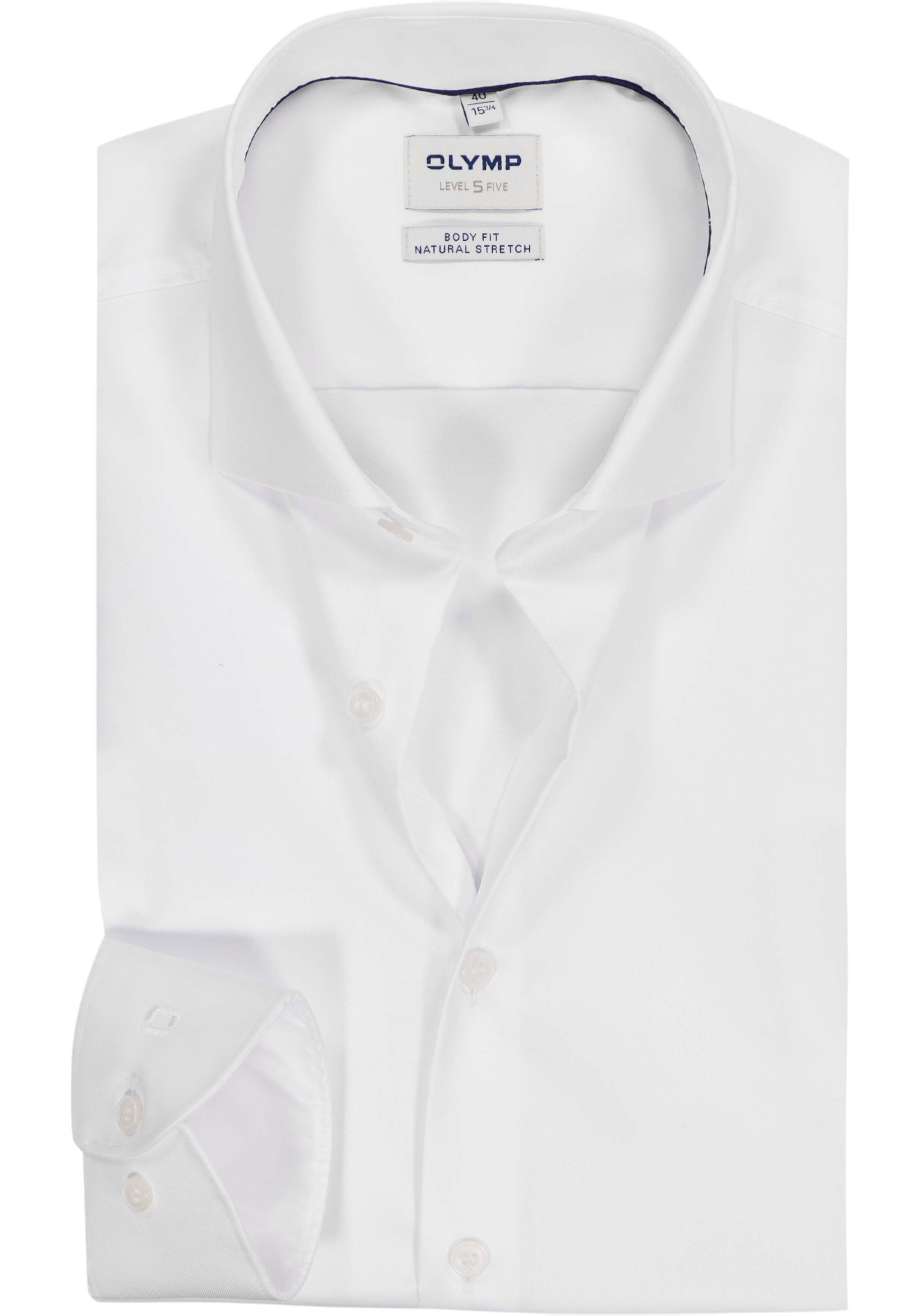 OLYMP Level 5 body fit overhemd, twill, wit