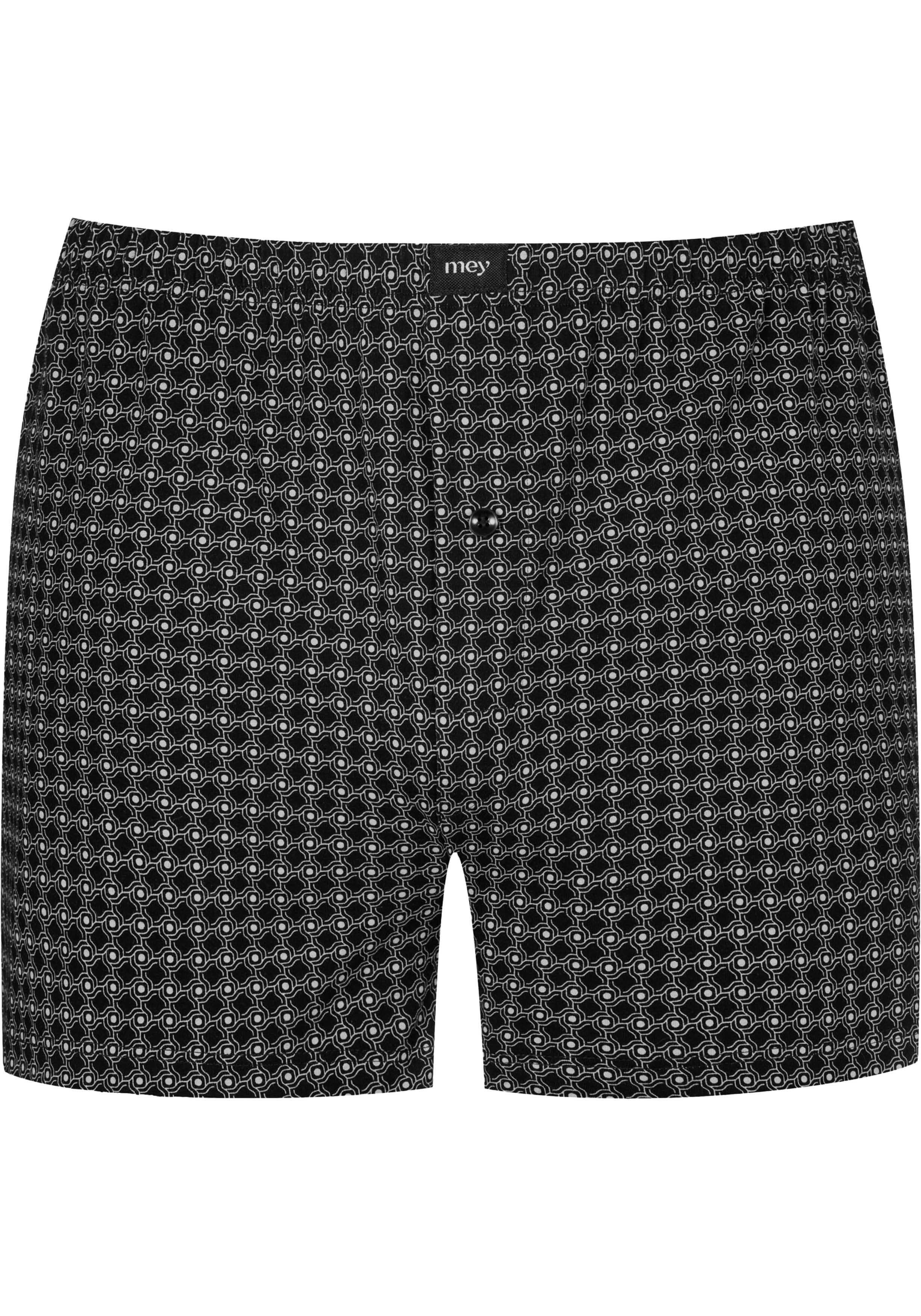 Mey heren boxer short Round Grid, boxershort wijd normale lengte met gulp, zwart