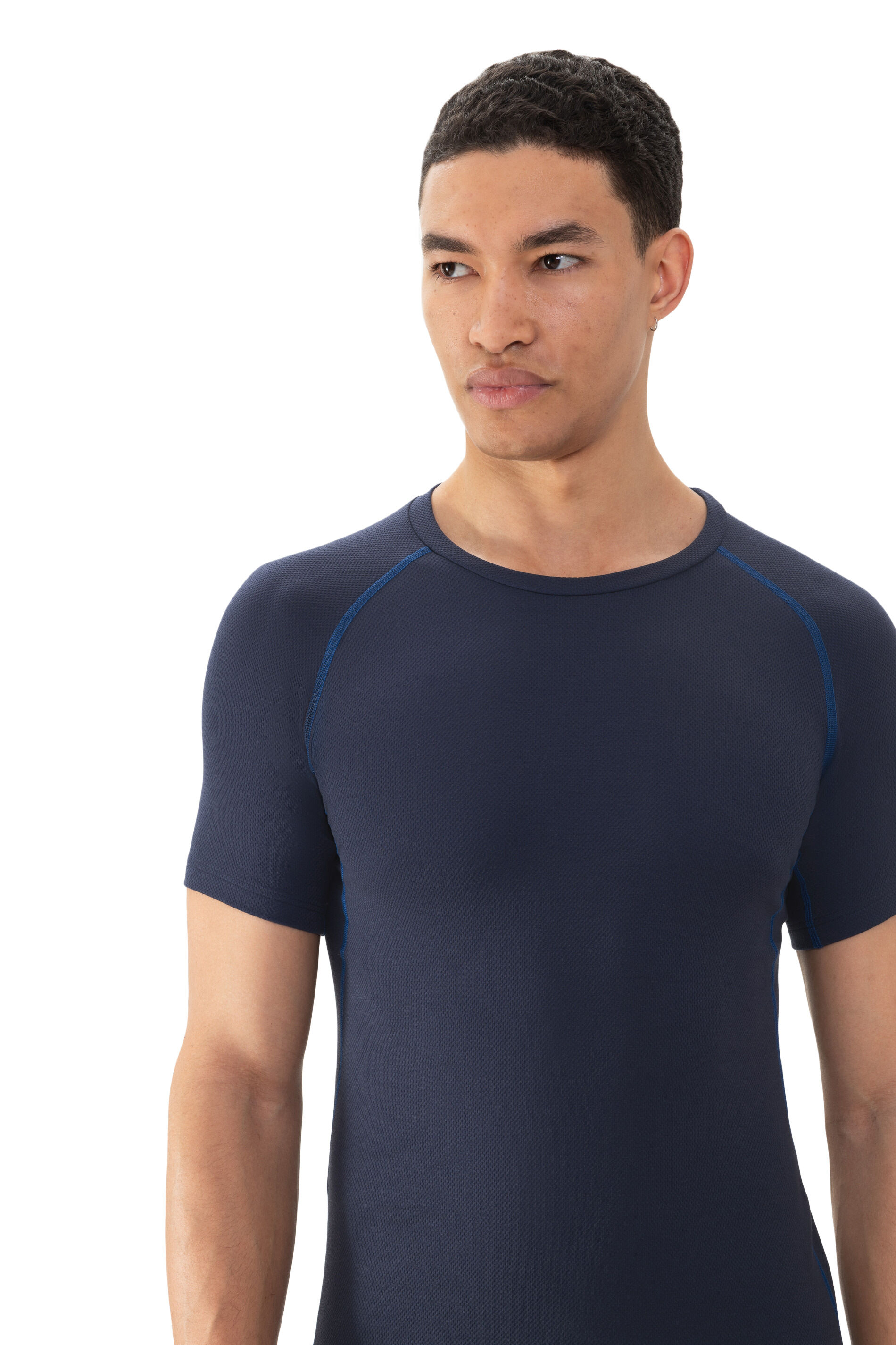 Mey heren crew-neck shirt High Performance, T-shirt met O-hals, donkerblauw