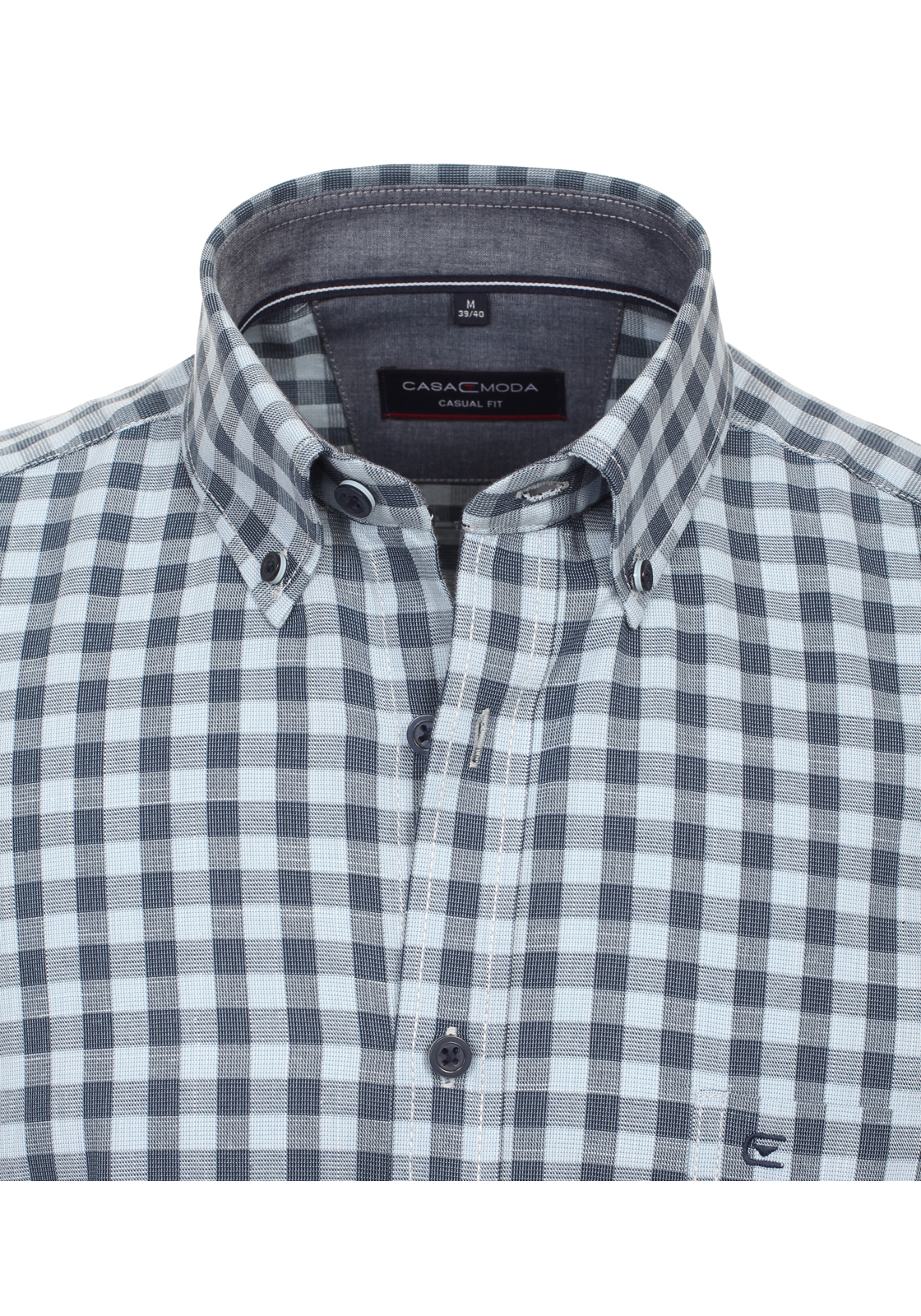 CASA MODA Sport casual fit overhemd, korte mouw, chambray, blauw geruit - 944269500-100 CASA MODA Sport casual fit overhemd, korte mouw, chambray, blauw geruit - 944269500-100