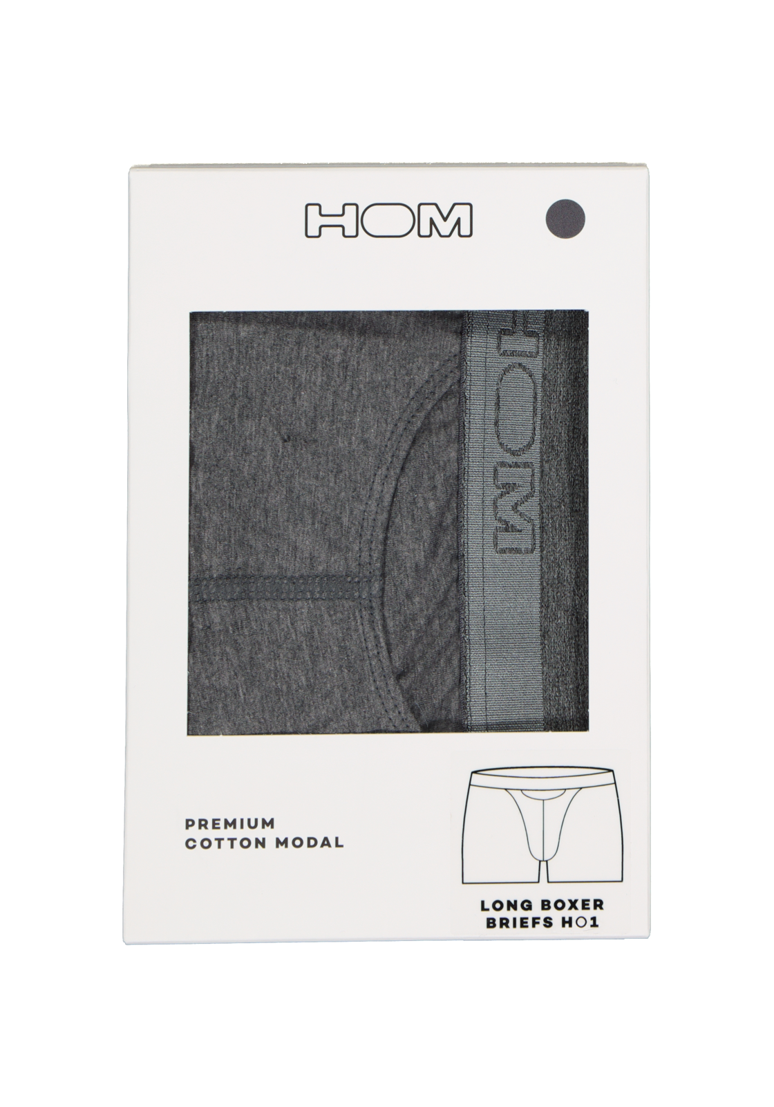 4-9009984085325_boxer_hom_HR HOM HO1 long boxer briefs (1-pack), heren boxer lang met horizontale gulp, antraciet