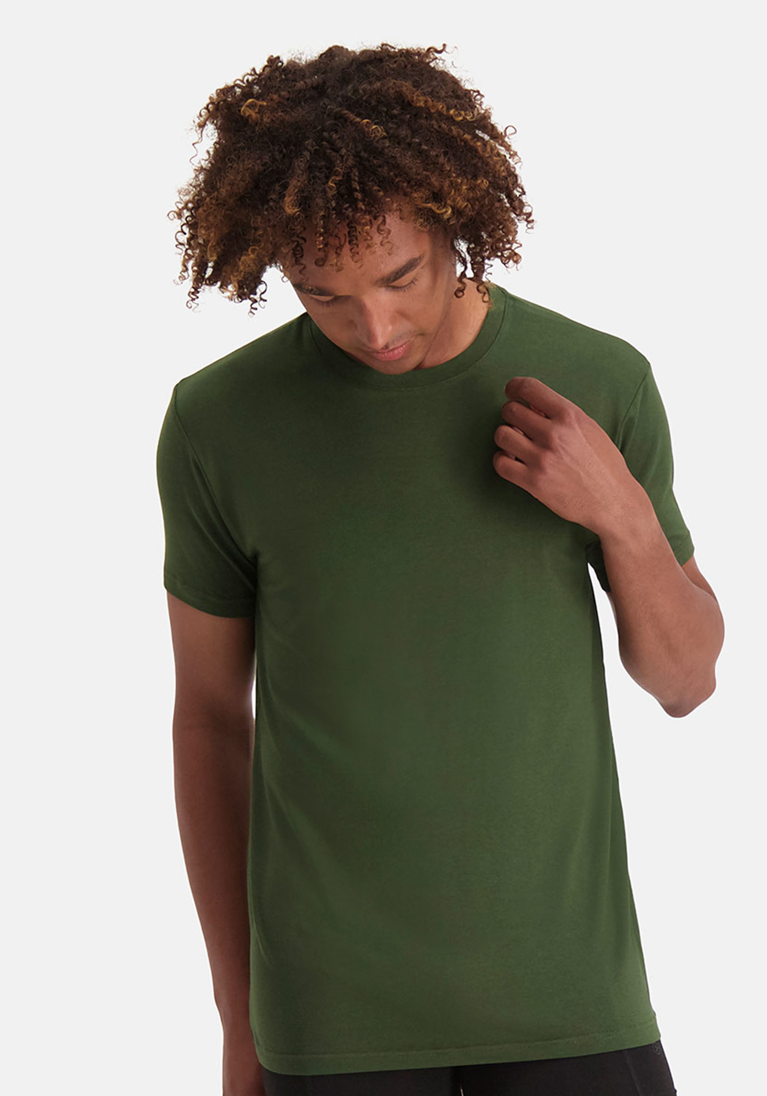 Bamboo Basics Ruben round neck T-shirt (2-pack), heren T-shirt O-hals, legergroen