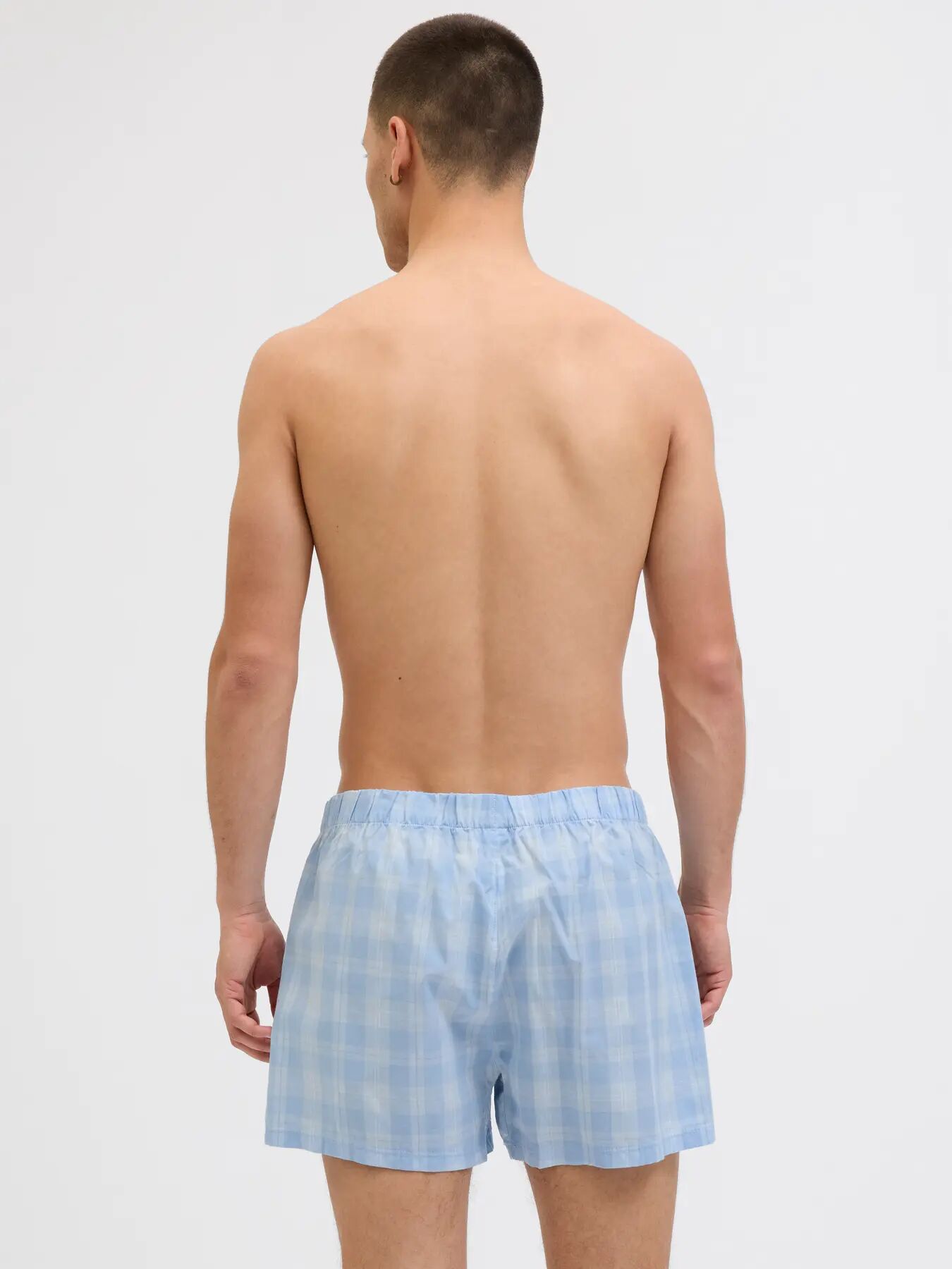 JACK & JONES Jacmilano woven boxers (3-pack), heren wijde boxers, chambray blue chambray striped, skyway checks