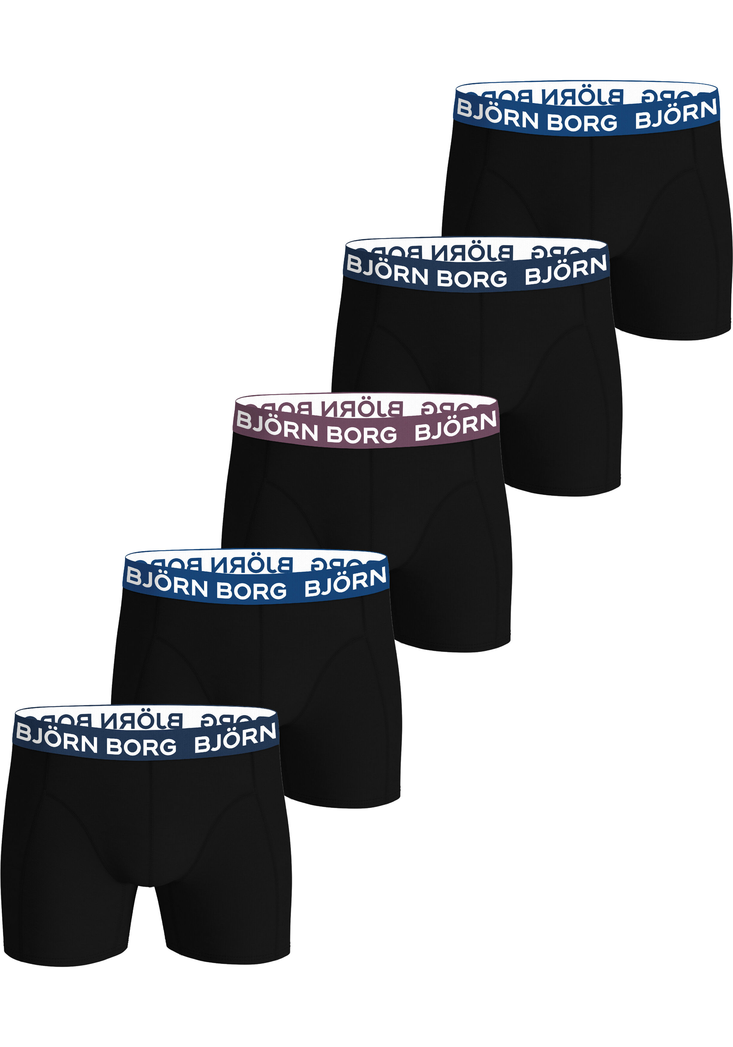 Bjorn Borg Cotton Stretch boxers, heren boxers normale lengte (5-pack), zwart, zwart, zwart, zwart, zwart