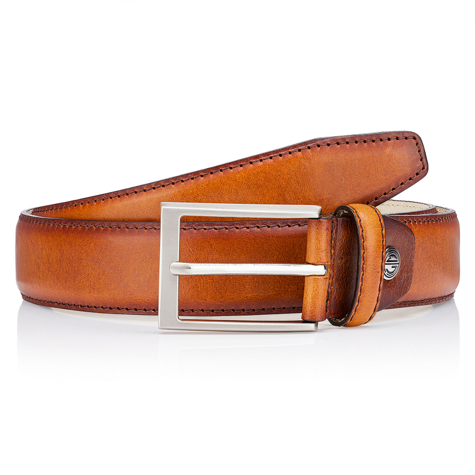 LINDENMANN leren heren riem, cognac