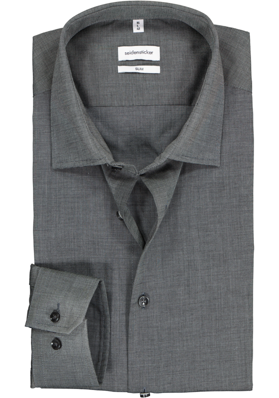 Seidensticker slim fit overhemd, mouwlengte 7, grijs Seidensticker slim fit overhemd, mouwlengte 7, grijs