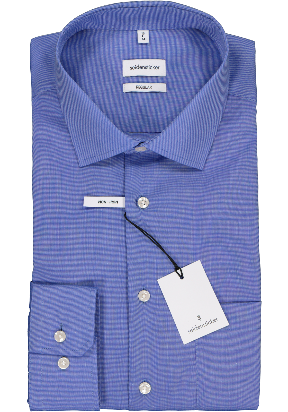 Seidensticker regular fit overhemd, blauw fil a fil Seidensticker regular fit overhemd, blauw fil a fil