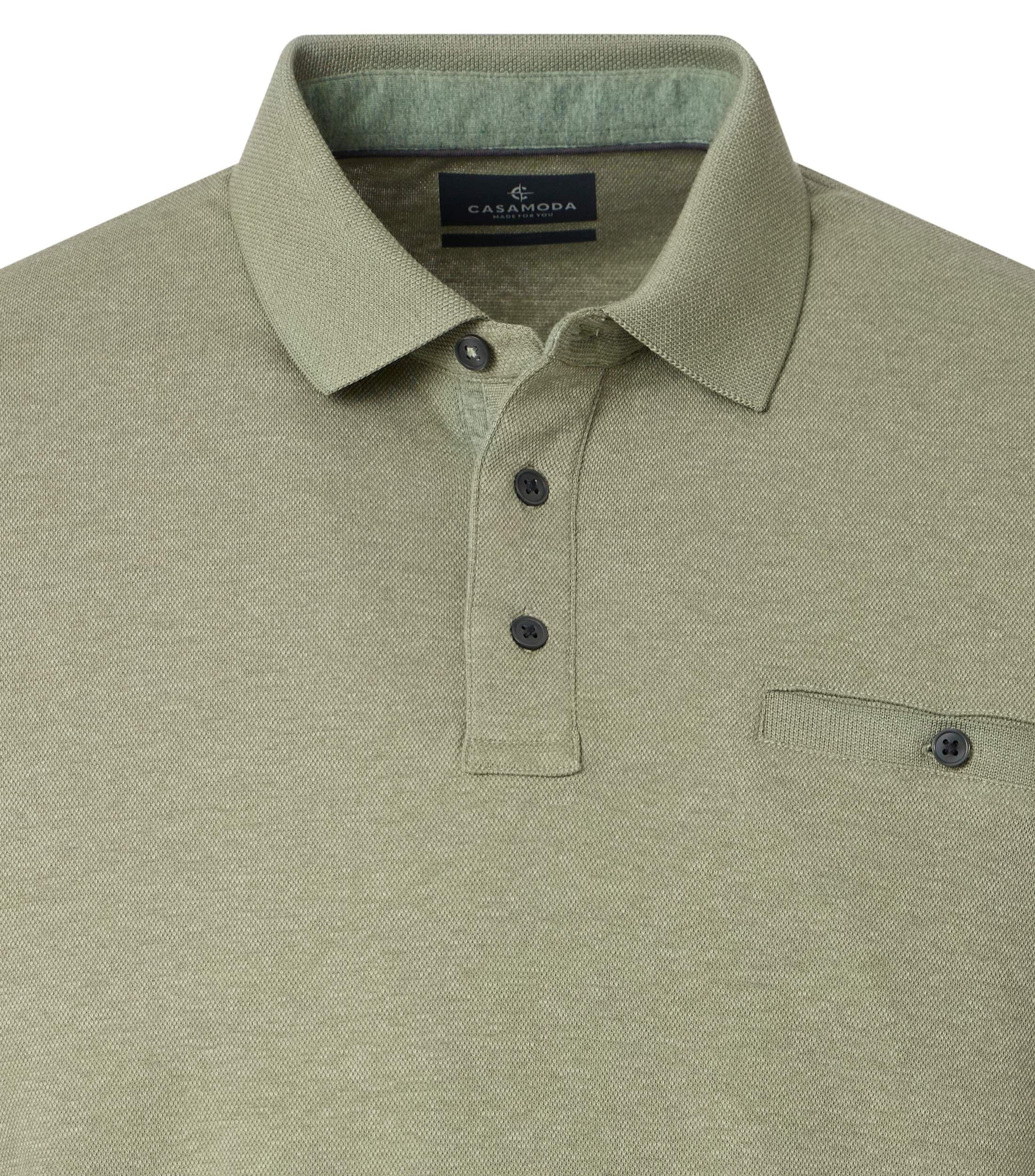 CASA MODA comfort fit heren polo lange mouw, turquoise dessin