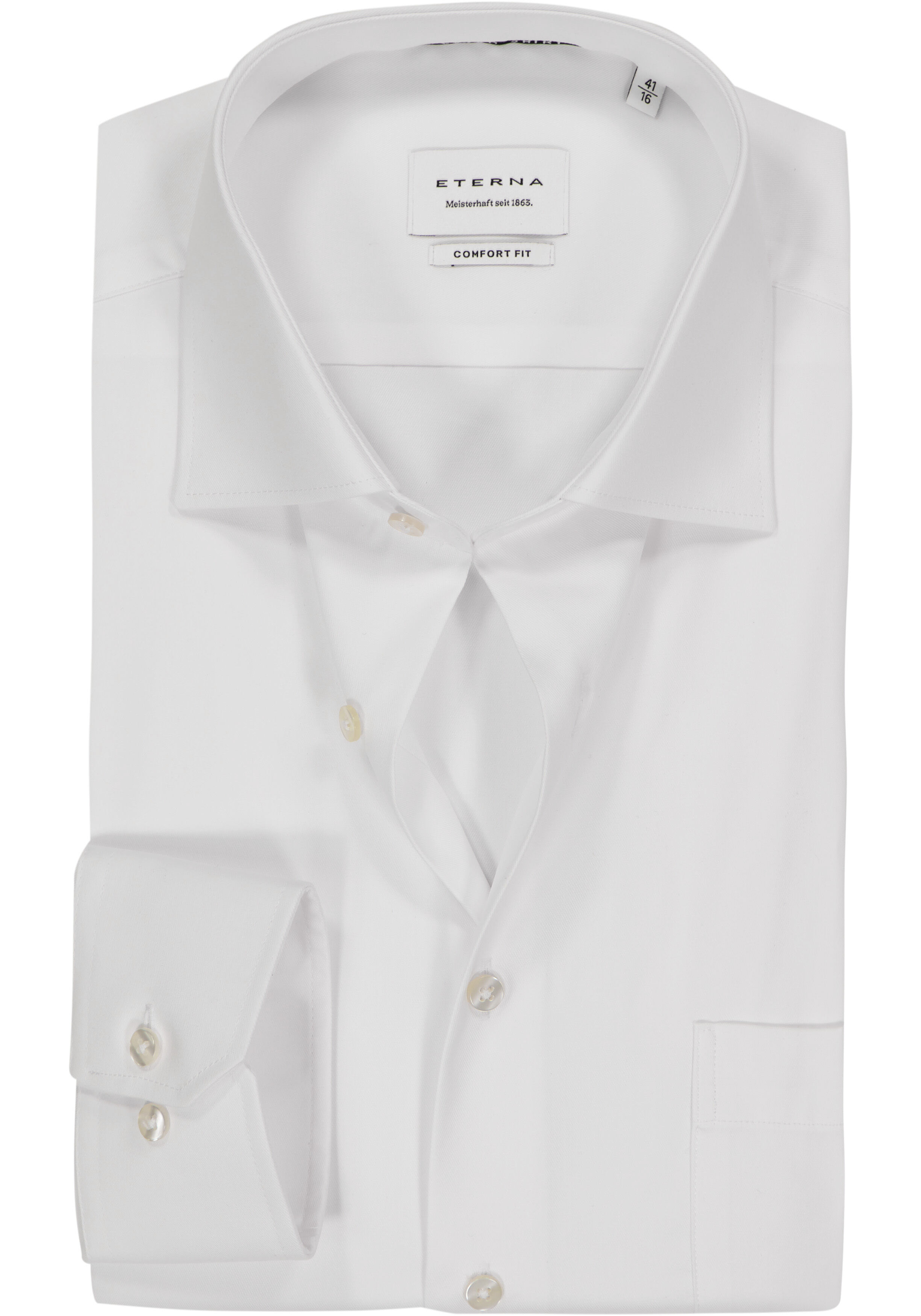 ETERNA comfort fit overhemd, mouwlengte 72cm, niet doorschijnend twill heren overhemd, wit