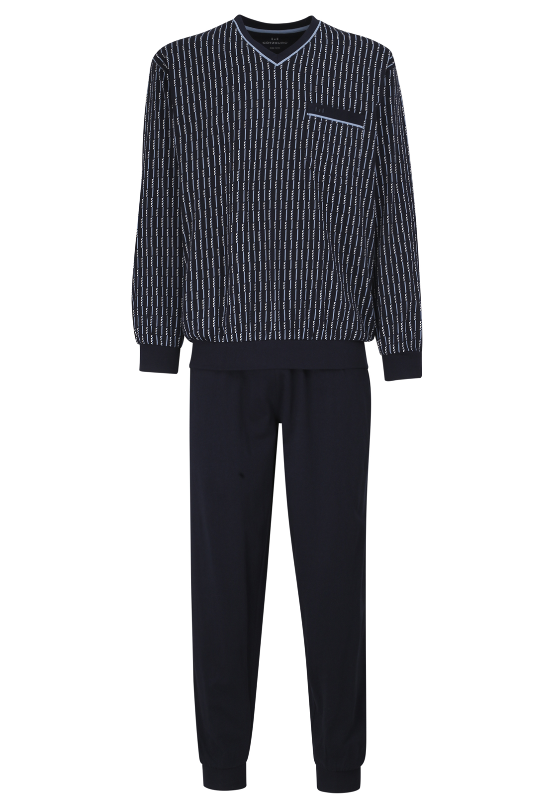 6-4060084134059-gotzburg-pyjama_HR Gotzburg heren pyjama, blauw met lichtblauw en wit dessin