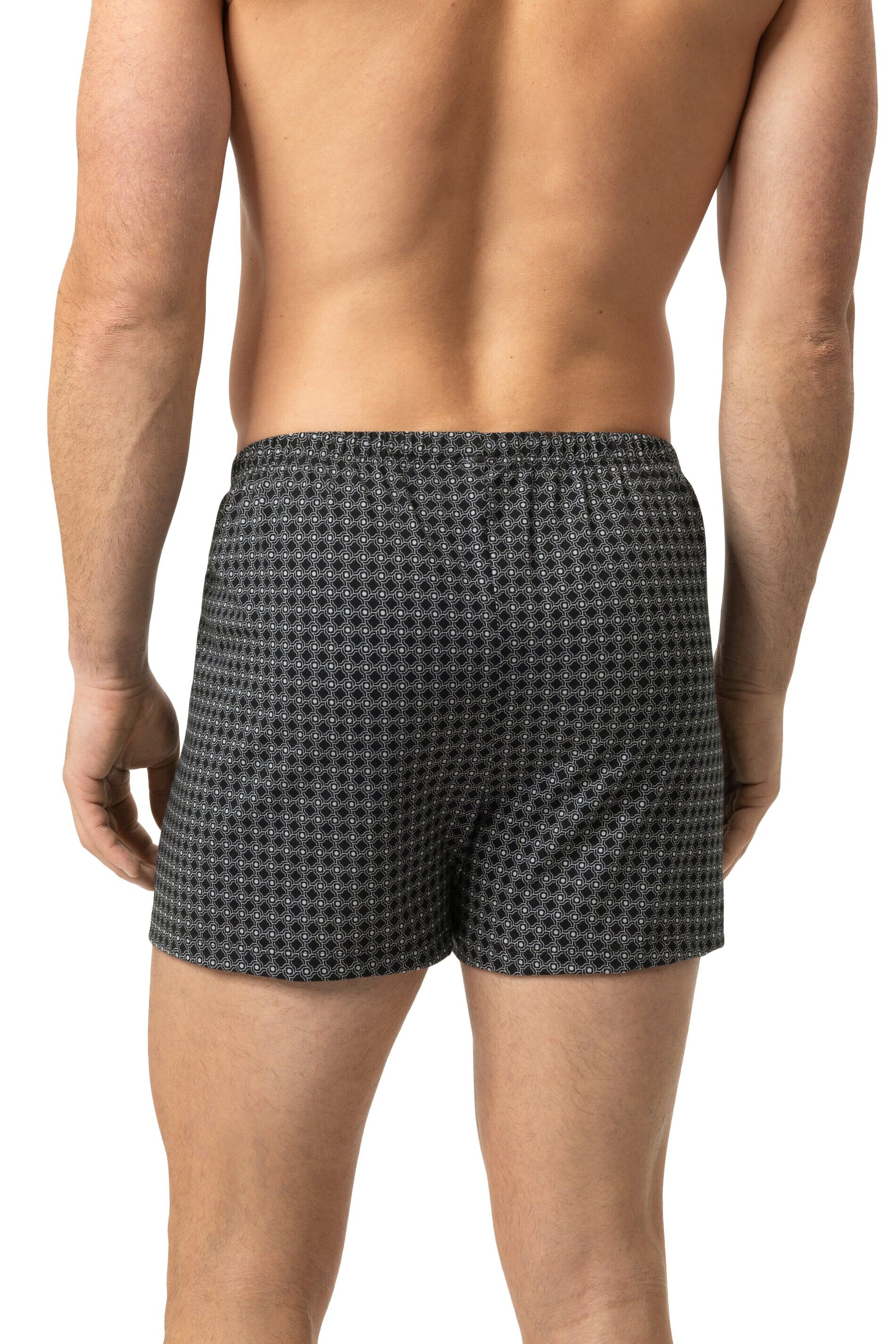 Mey heren boxer short Round Grid, boxershort wijd normale lengte met gulp, zwart