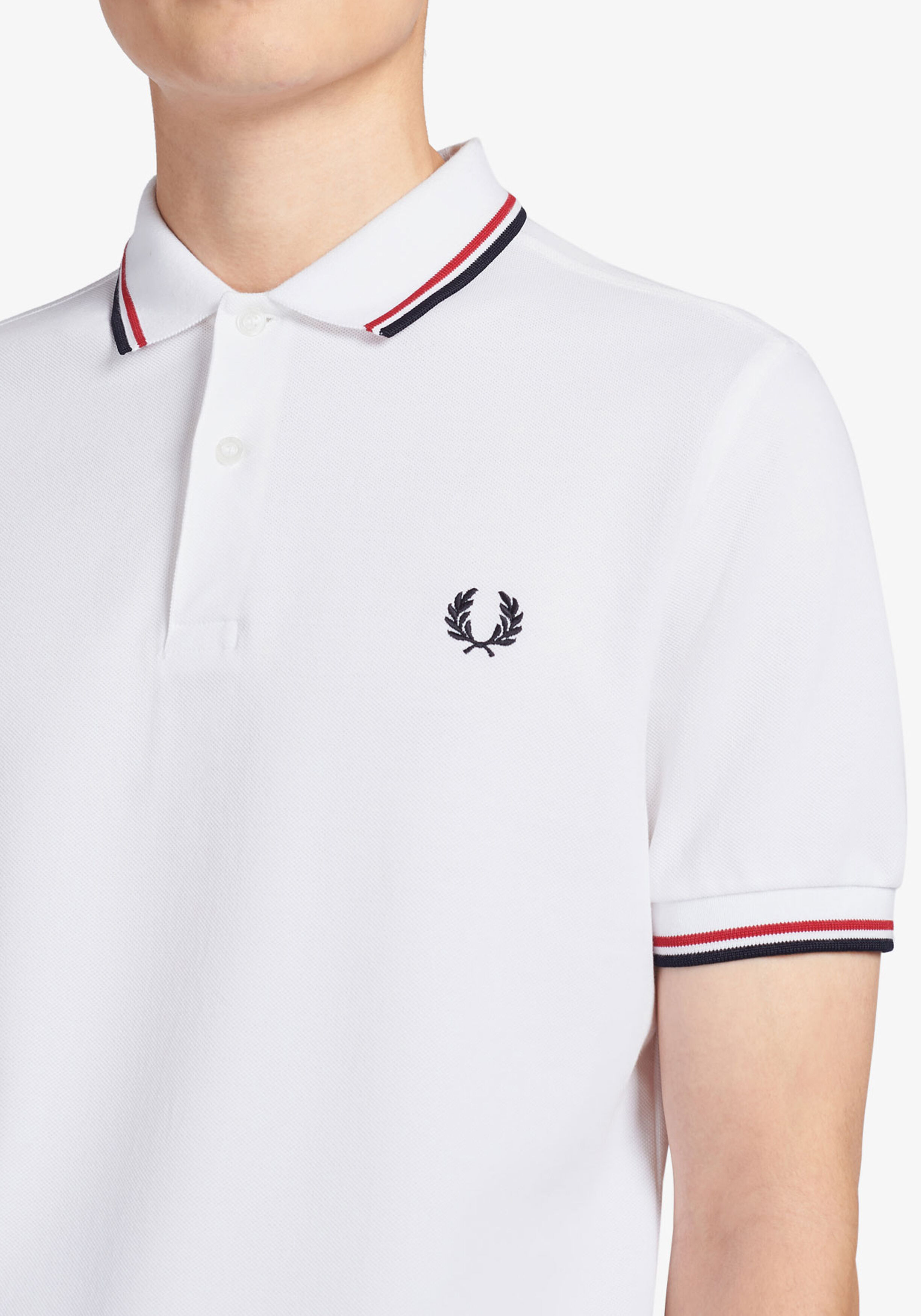 Fred Perry M3600 polo twin tipped shirt, heren polo White / Bright Red / Navy