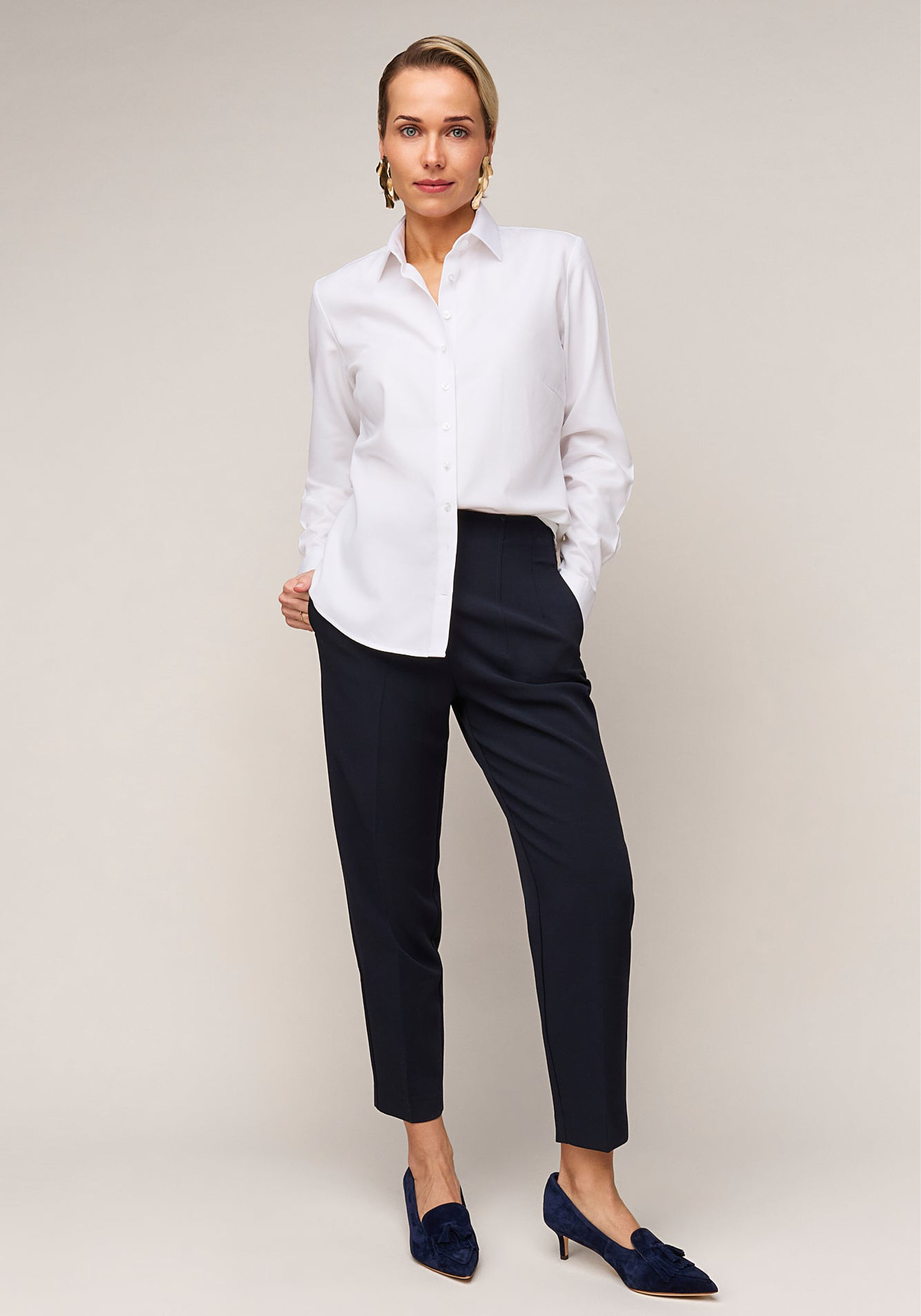 Vander Amsterdam damesblouse regular fit enkele manchet, twill, wit